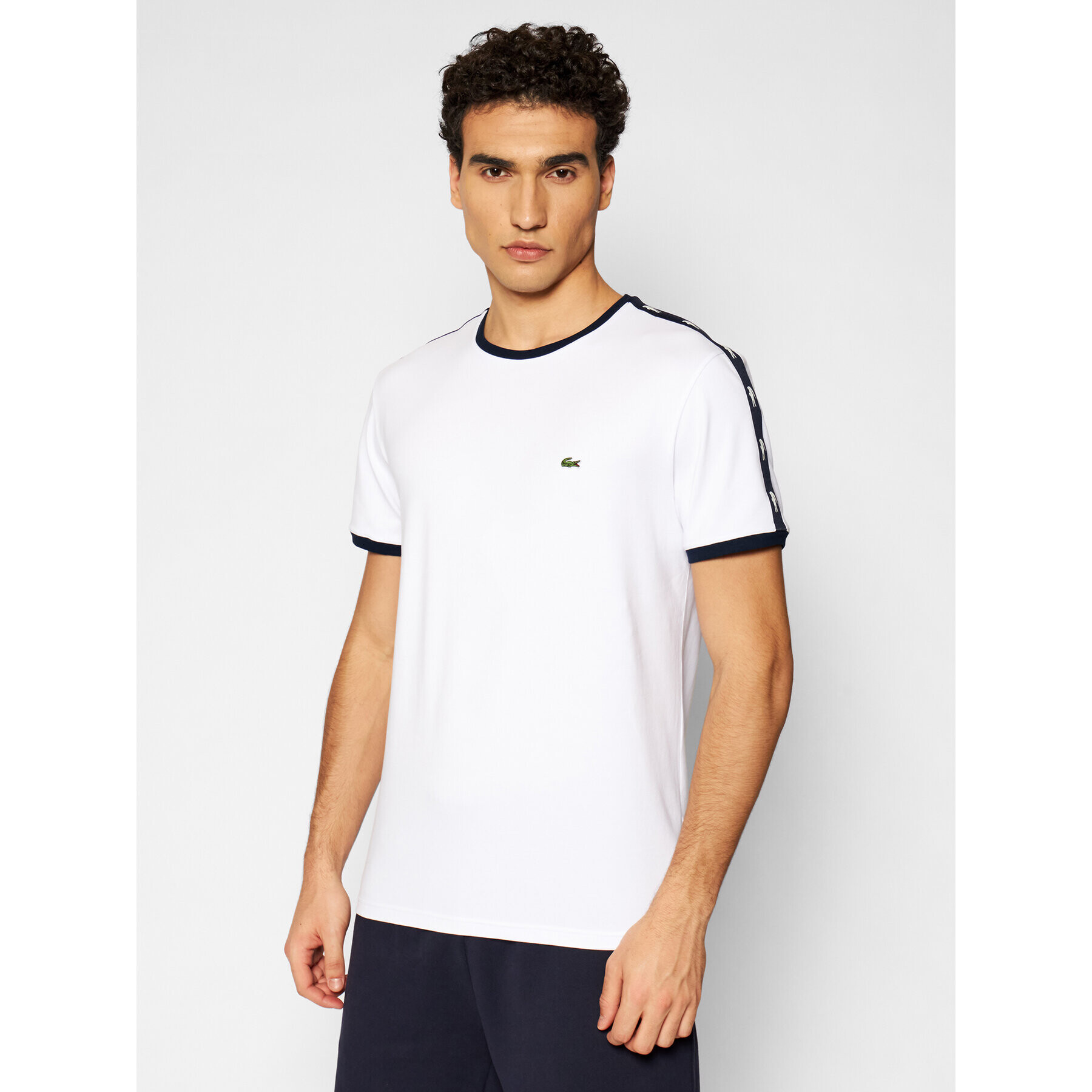 Lacoste Тишърт TH0146 Бял Slim Fit - Pepit.bg