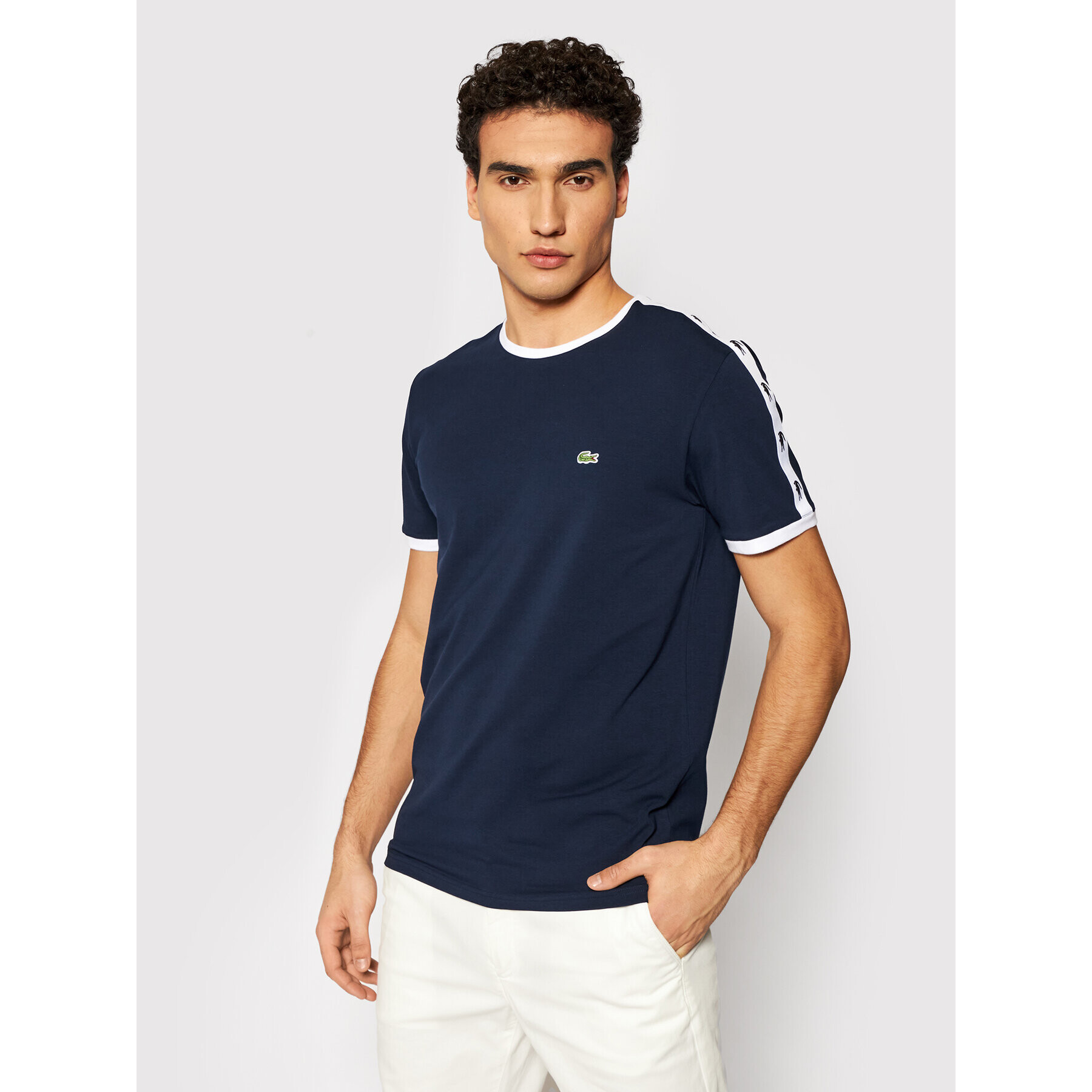 Lacoste Тишърт TH0146 Тъмносин Slim Fit - Pepit.bg