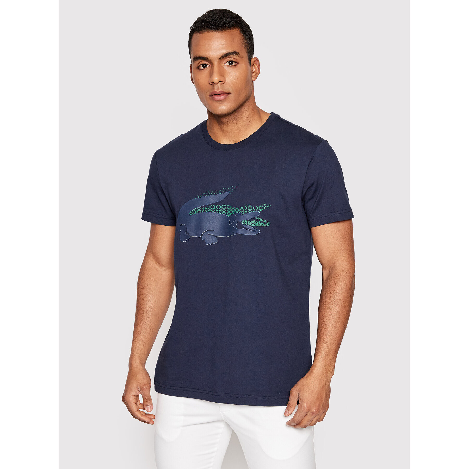 Lacoste Тишърт TH0204 Тъмносин Slim Fit - Pepit.bg