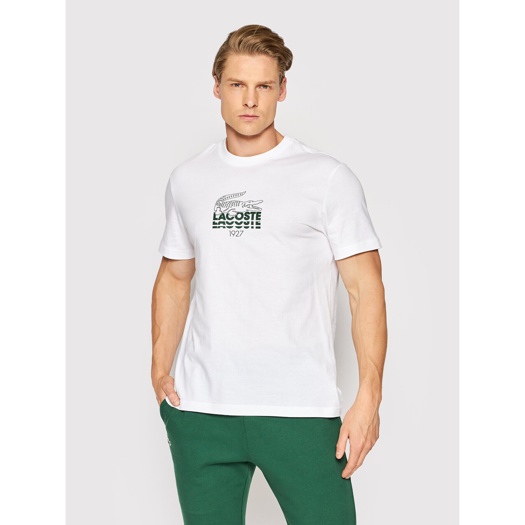 Lacoste Тишърт TH1228 Бял Regular Fit - Pepit.bg