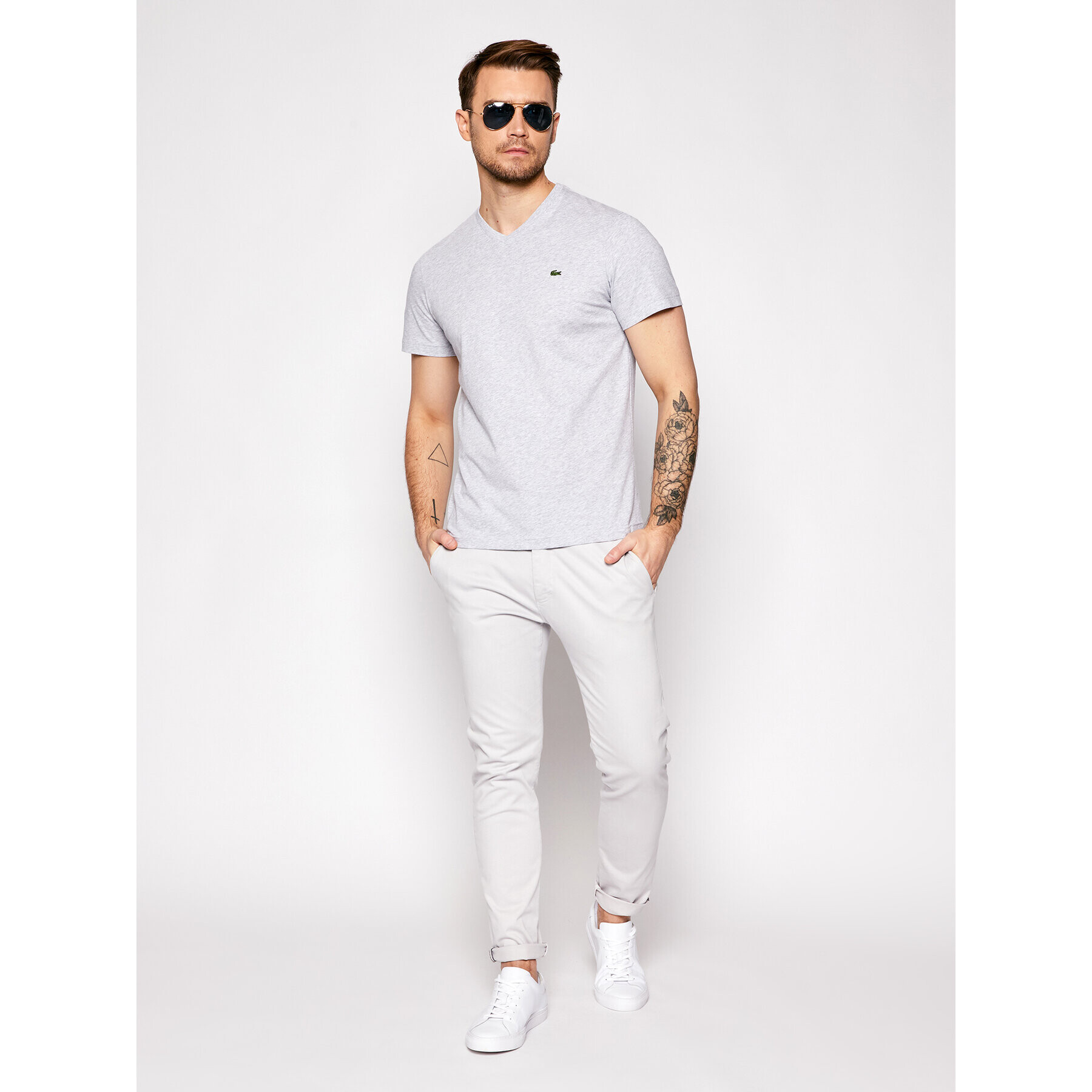 Lacoste Тишърт TH2036 Сив Regular Fit - Pepit.bg