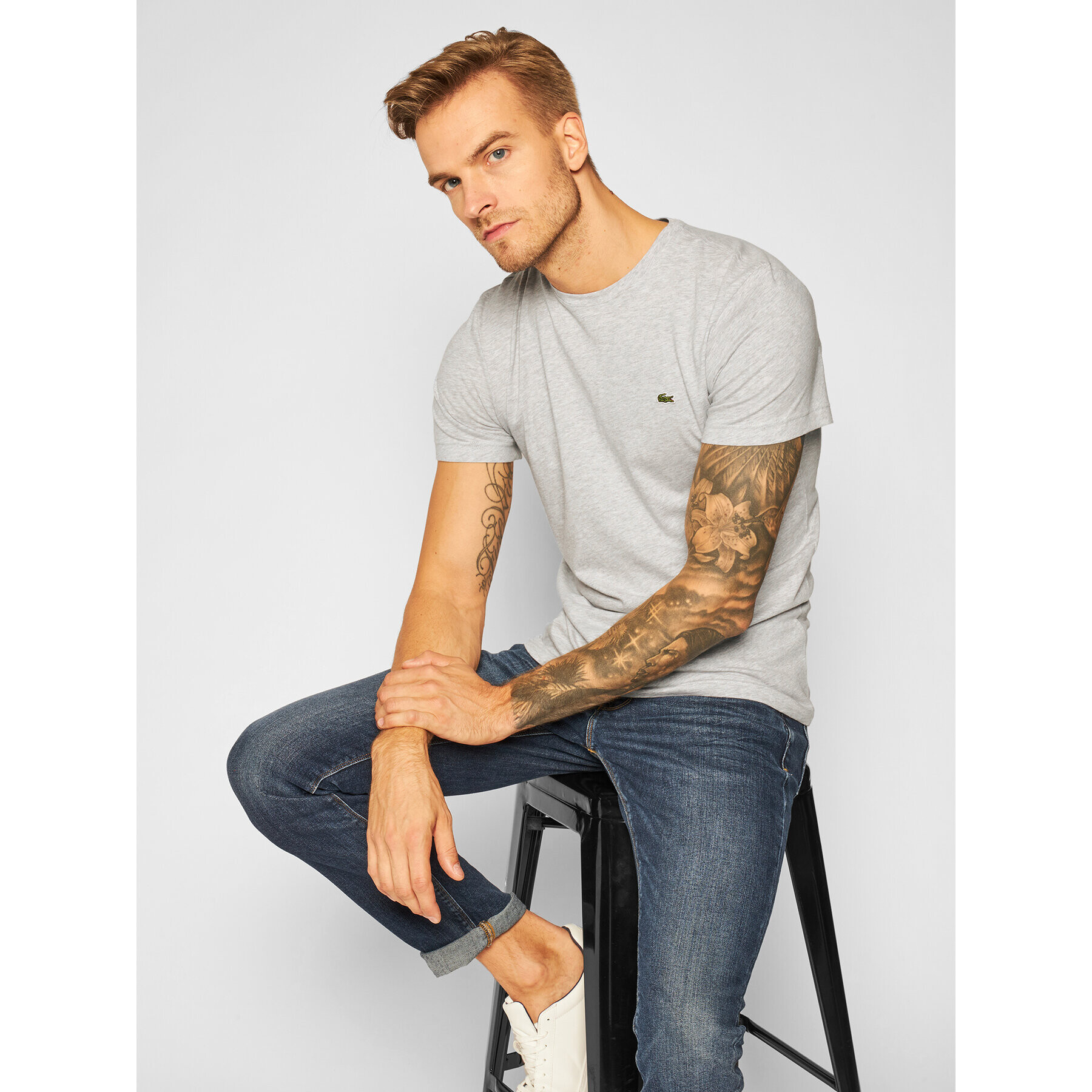 Lacoste Тишърт TH2038 Сив Regular Fit - Pepit.bg