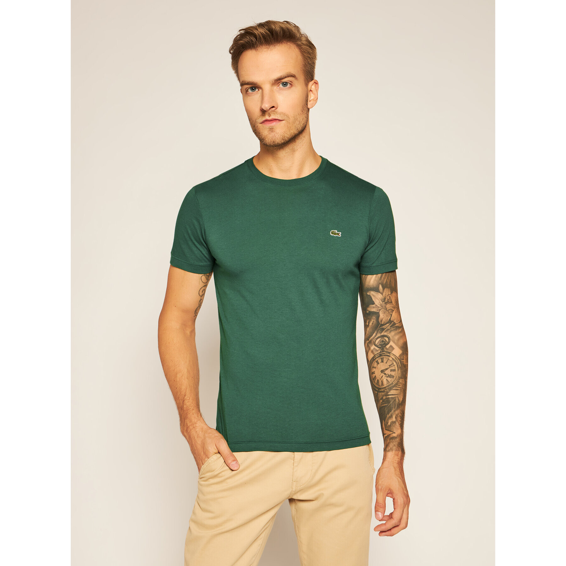 Lacoste Тишърт TH2038 Зелен Regular Fit - Pepit.bg