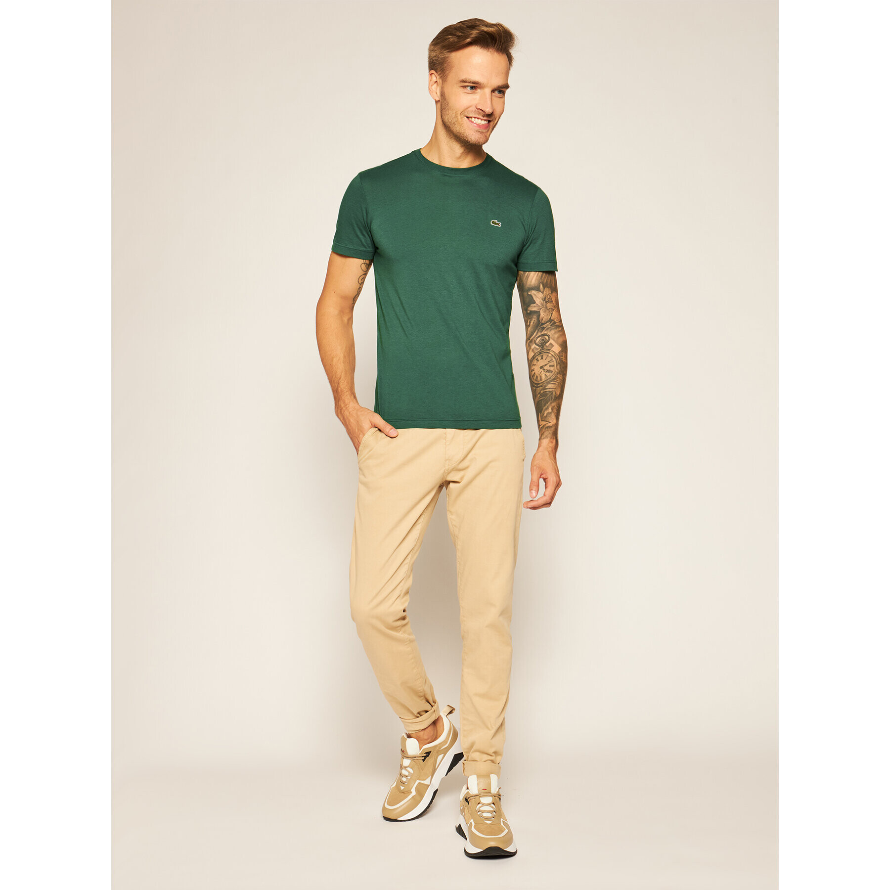 Lacoste Тишърт TH2038 Зелен Regular Fit - Pepit.bg