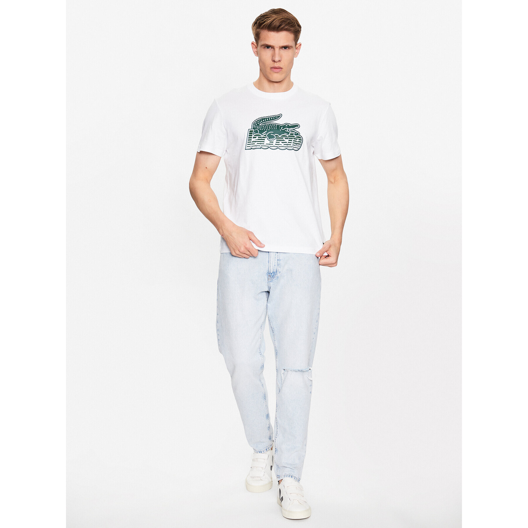 Lacoste Тишърт TH5070 Бял Regular Fit - Pepit.bg