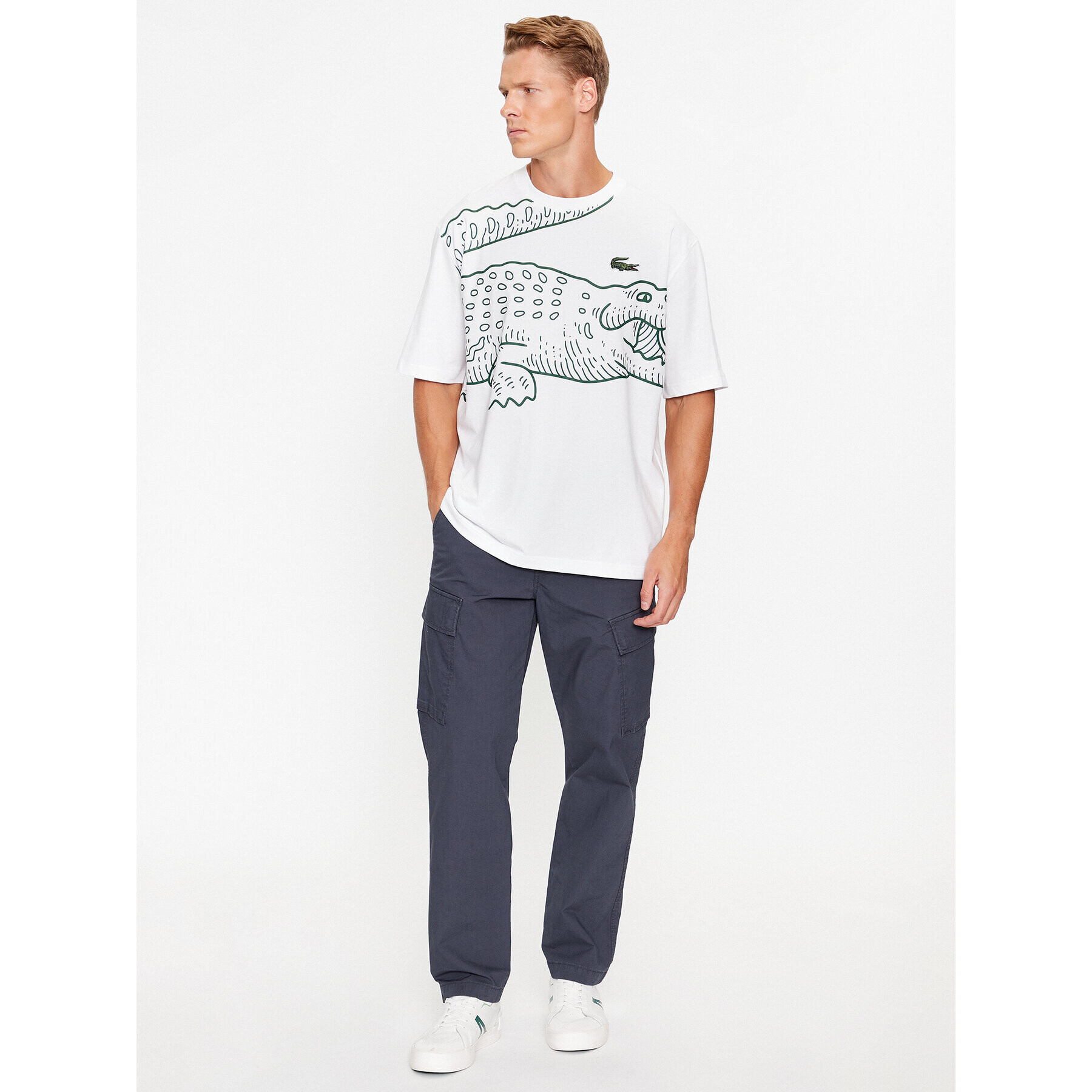 Lacoste Тишърт TH5511 Бял Loose Fit - Pepit.bg