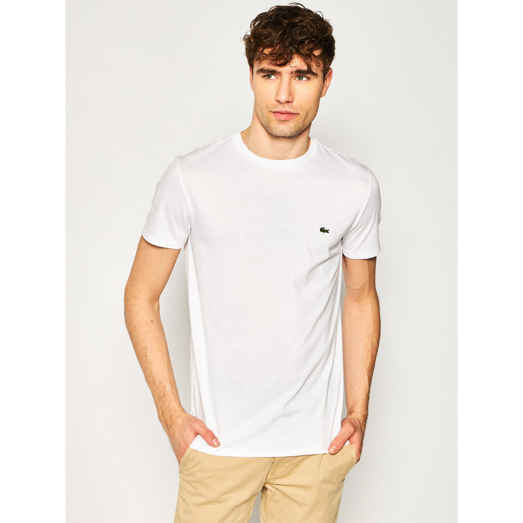 Lacoste Тишърт TH6709 Бял Regular Fit - Pepit.bg