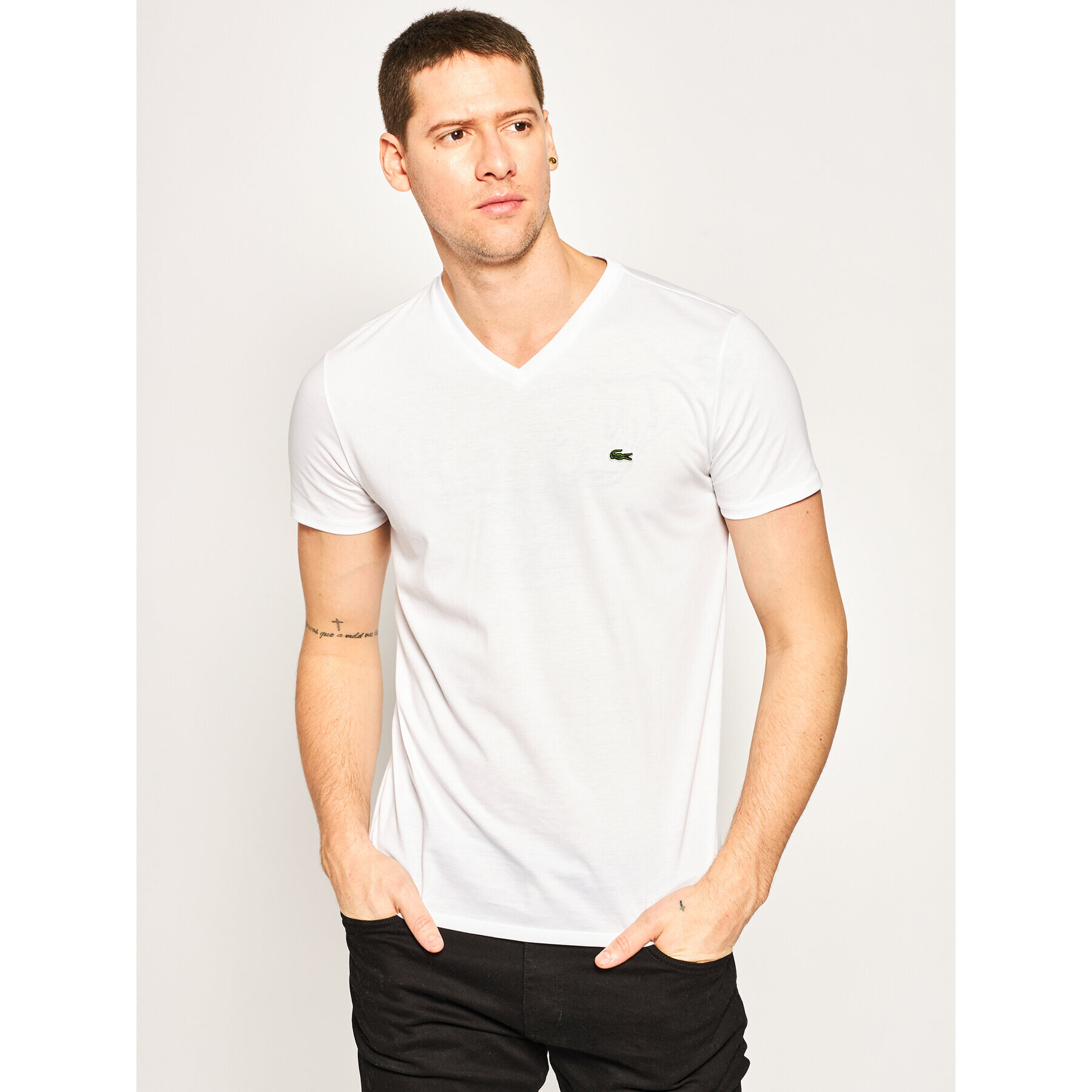 Lacoste Тишърт TH6710 Бял Regular Fit - Pepit.bg