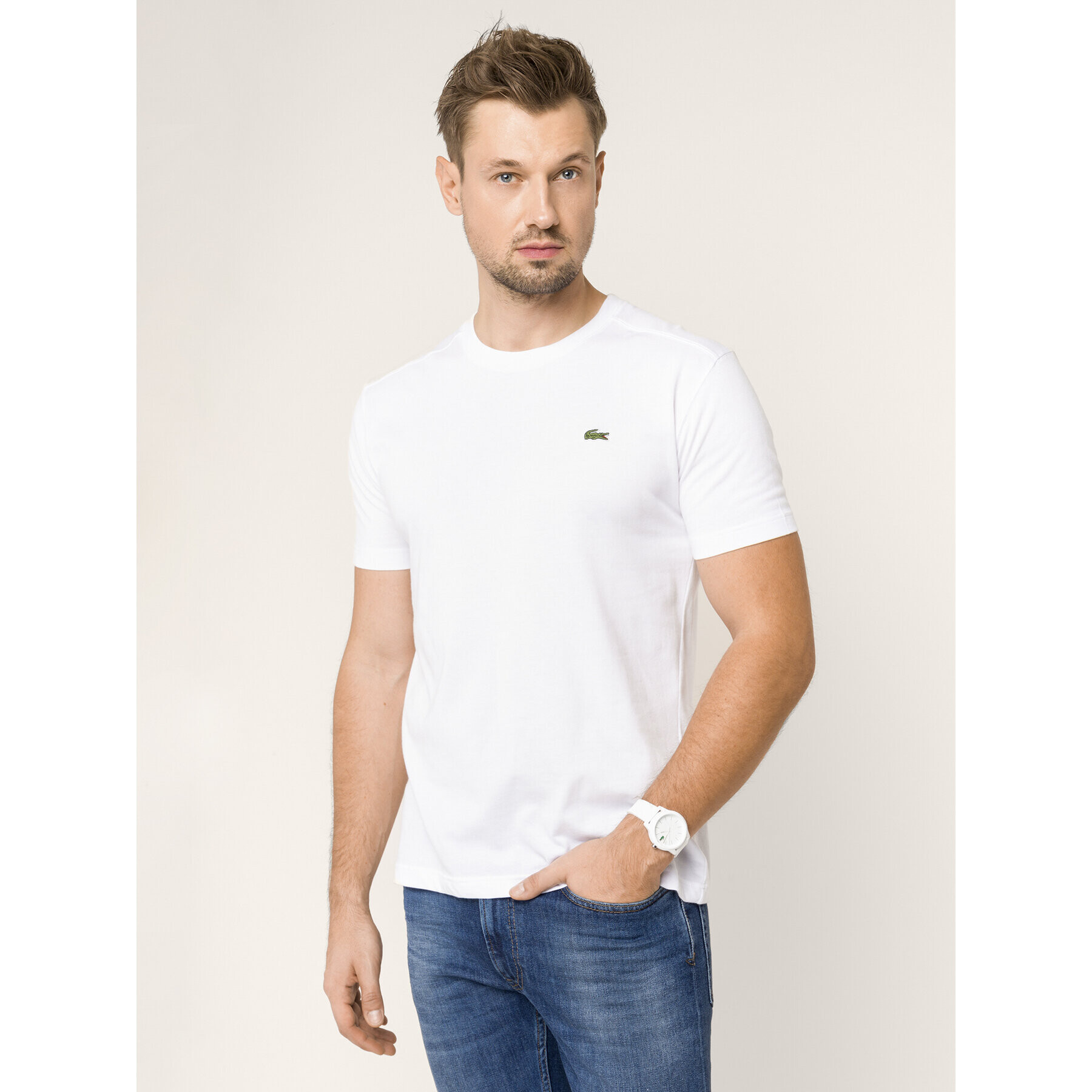 Lacoste Тишърт TH7618 Бял Regular Fit - Pepit.bg