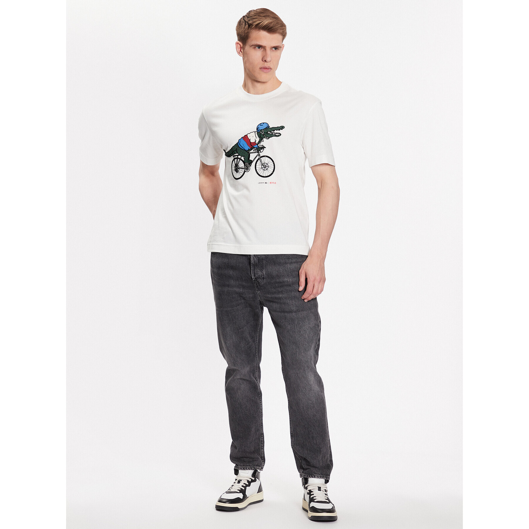 Lacoste Тишърт TH8462 Екрю Regular Fit - Pepit.bg