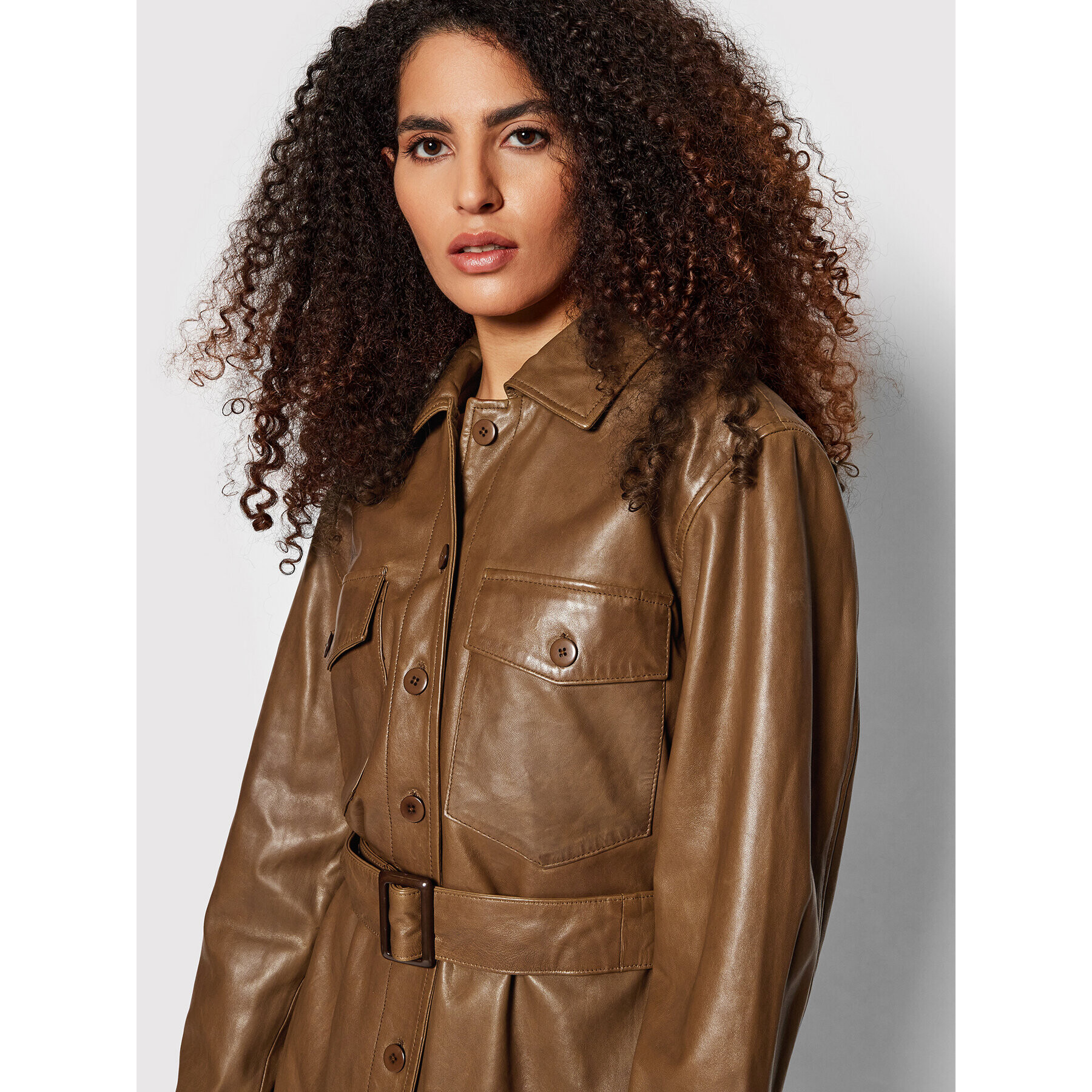 LaMarque Кожена рокля Georgetta Кафяв Oversize - Pepit.bg
