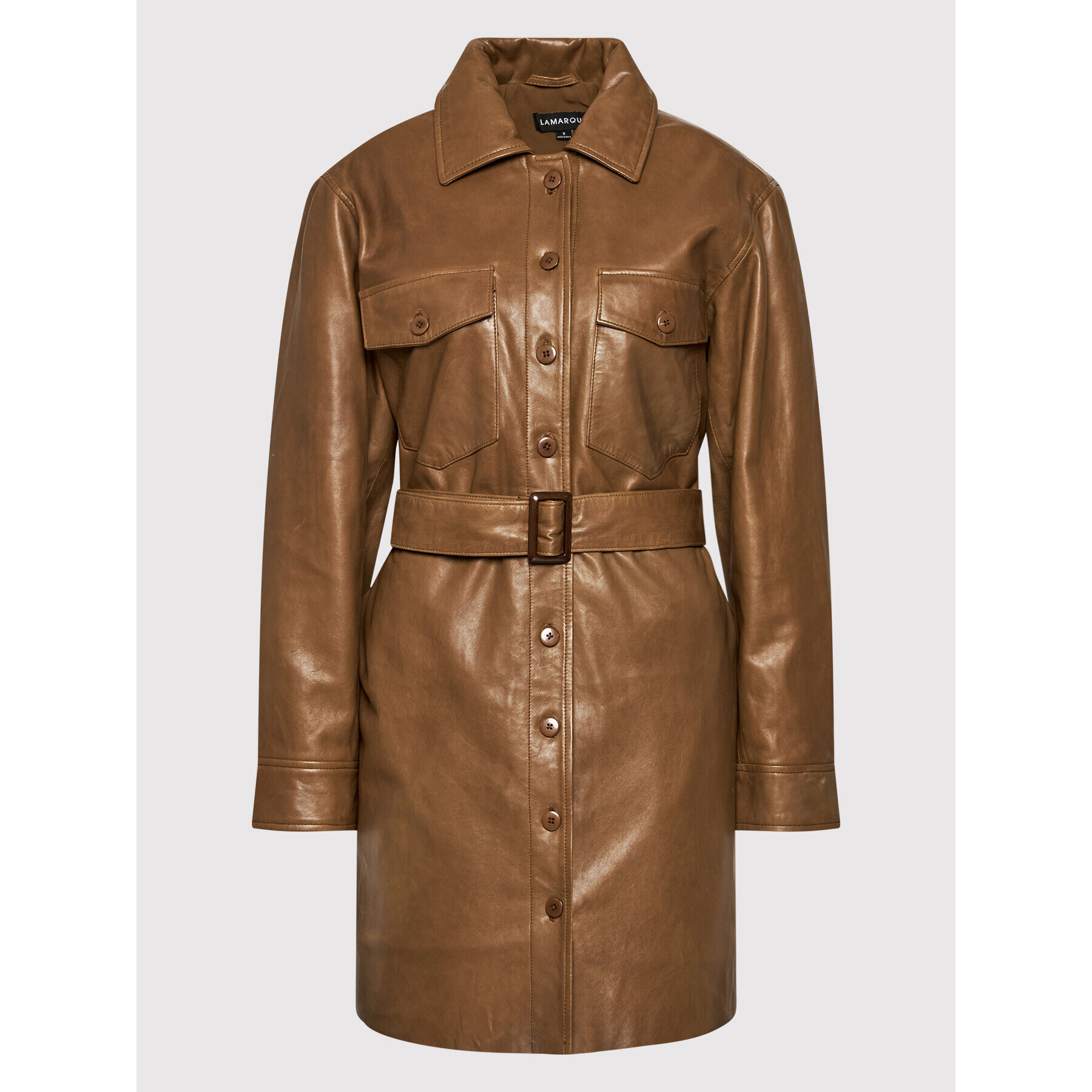 LaMarque Кожена рокля Georgetta Кафяв Oversize - Pepit.bg