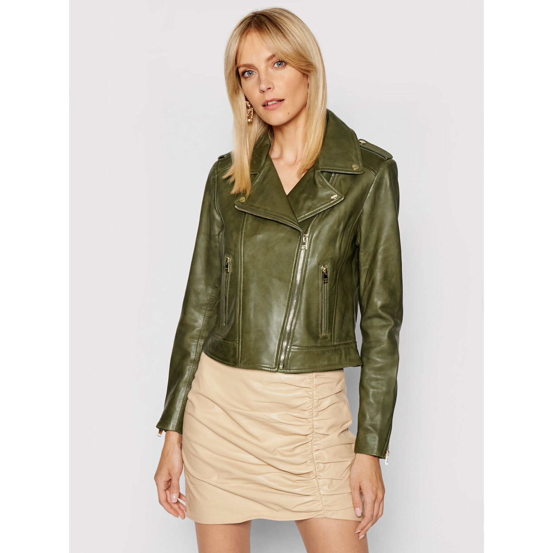 LaMarque Кожено яке Donna 21 Зелен Tailored Fit - Pepit.bg