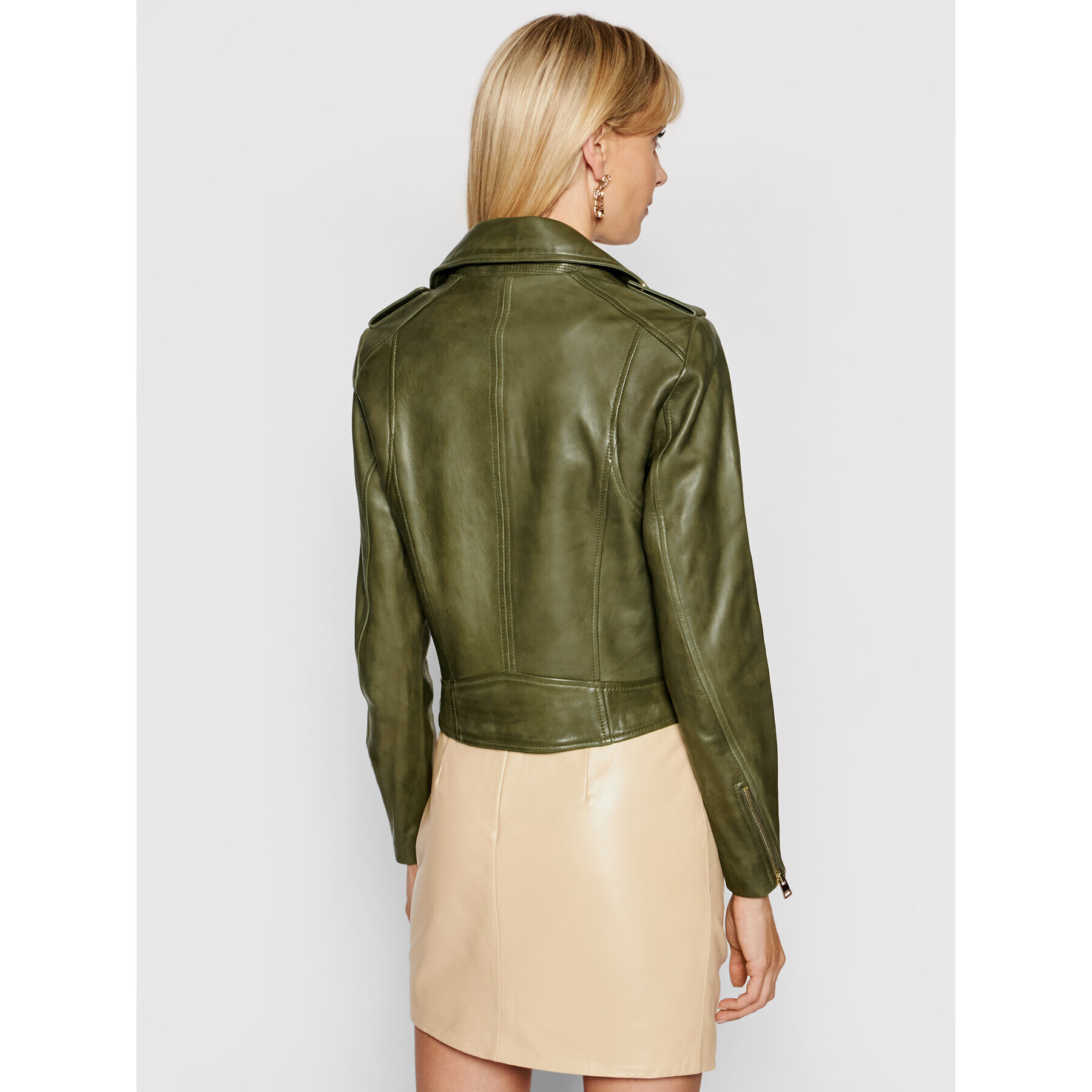 LaMarque Кожено яке Donna 21 Зелен Tailored Fit - Pepit.bg