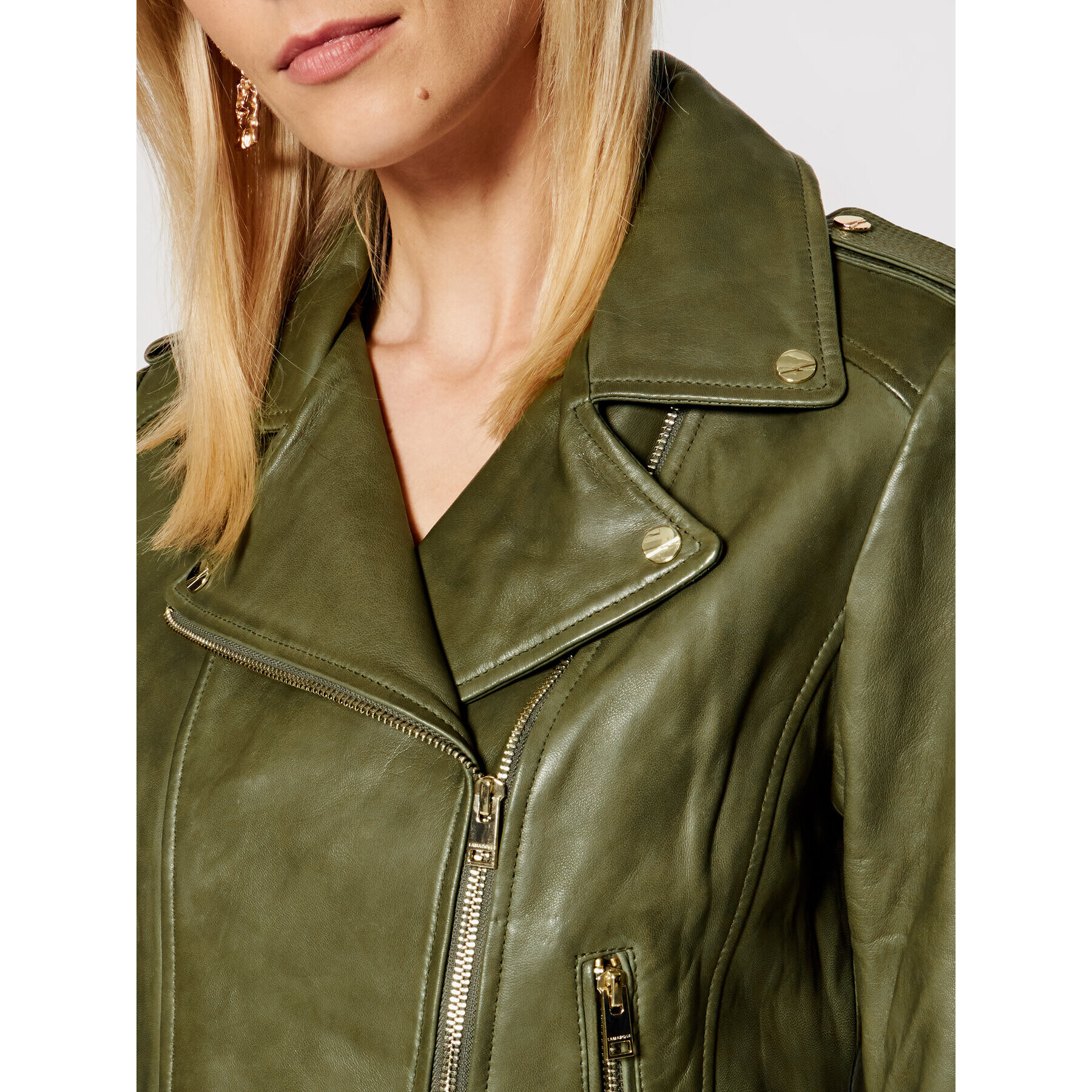 LaMarque Кожено яке Donna 21 Зелен Tailored Fit - Pepit.bg