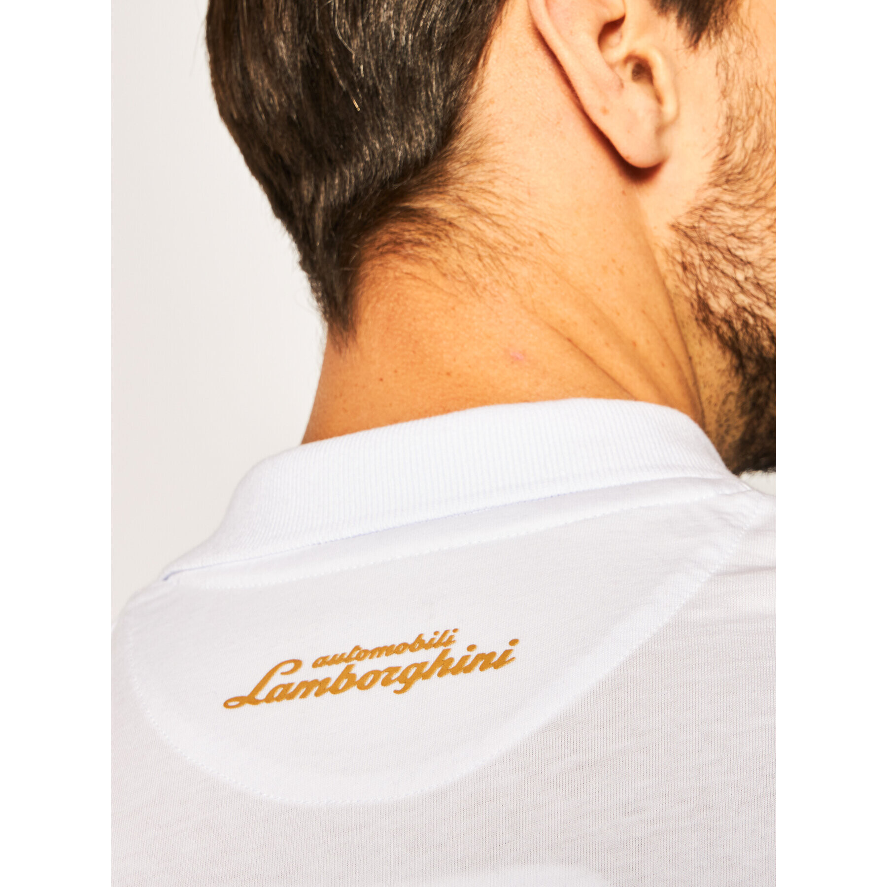 Lamborghini Тениска с яка и копчета B3XVB7TR Бял Regular Fit - Pepit.bg