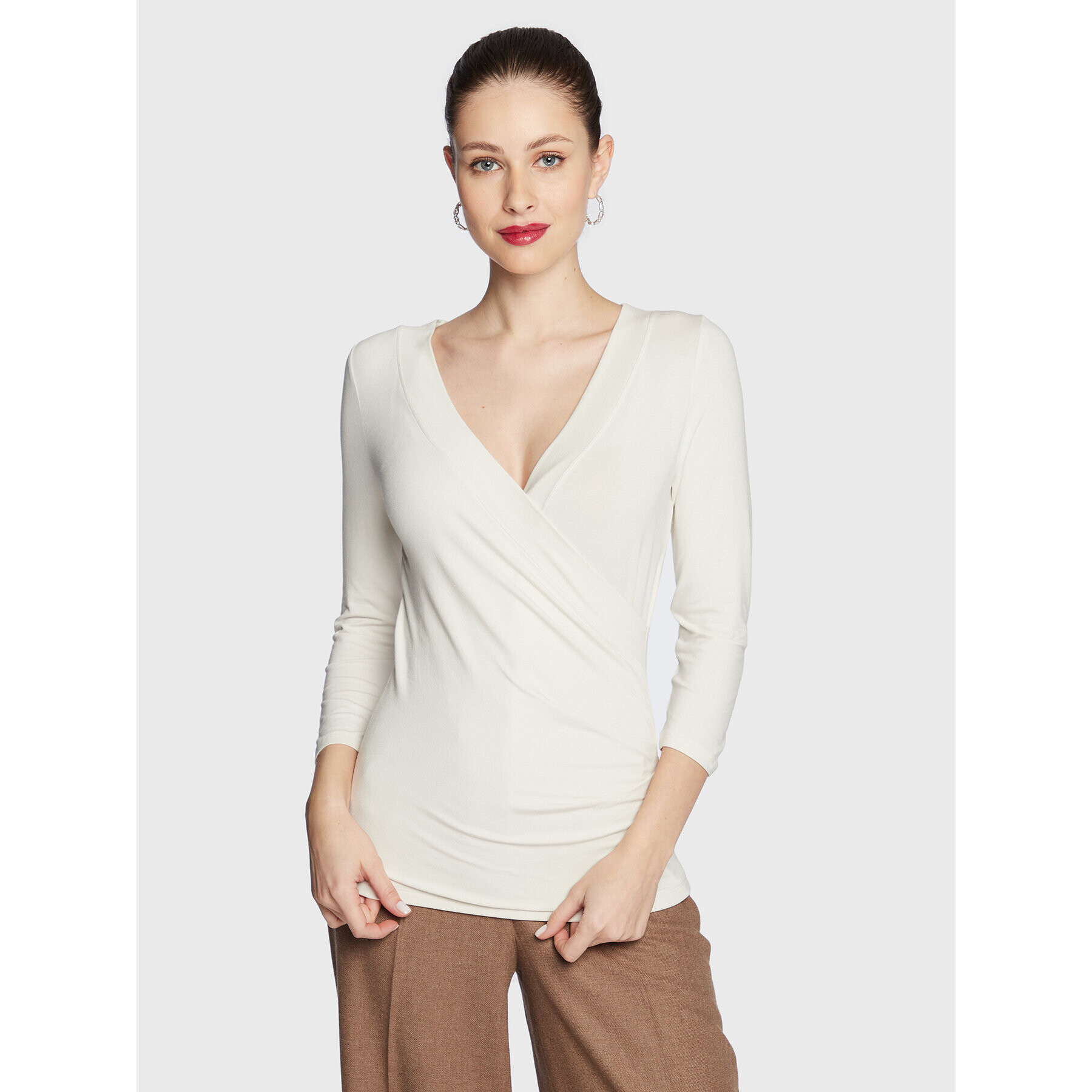 Lauren Ralph Lauren Блуза 200824366 Бял Slim Fit - Pepit.bg