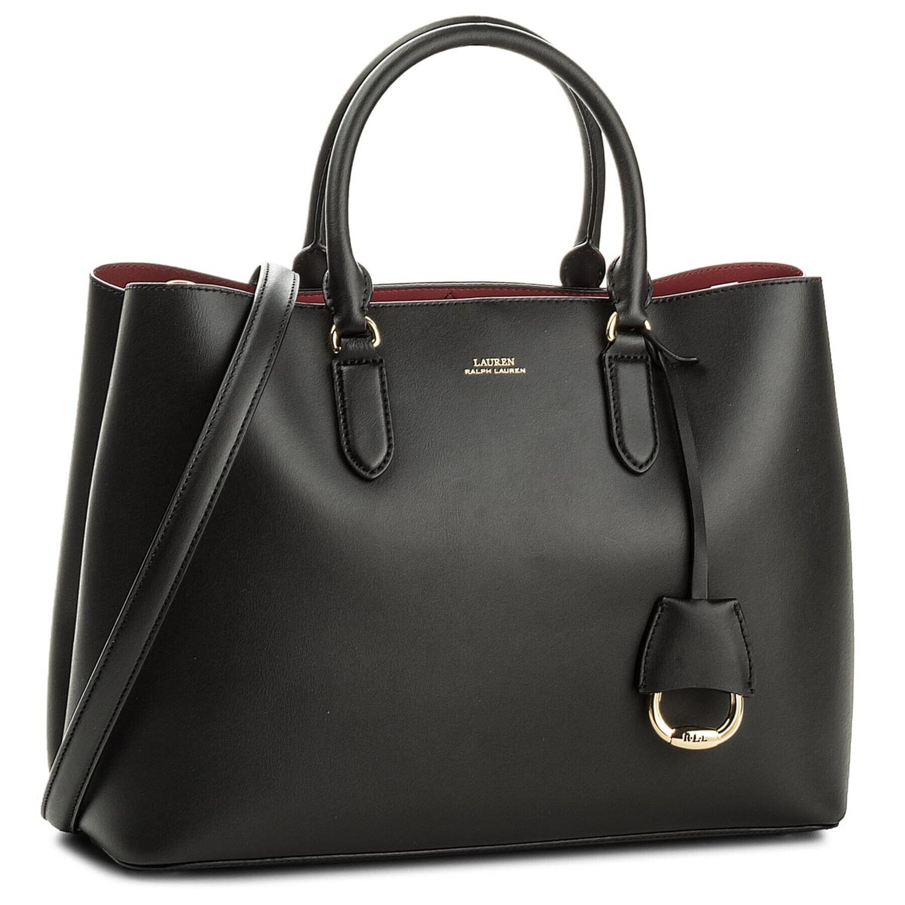 Lauren Ralph Lauren Дамска чанта Marcy Satchel Large 431697680001 Черен - Pepit.bg