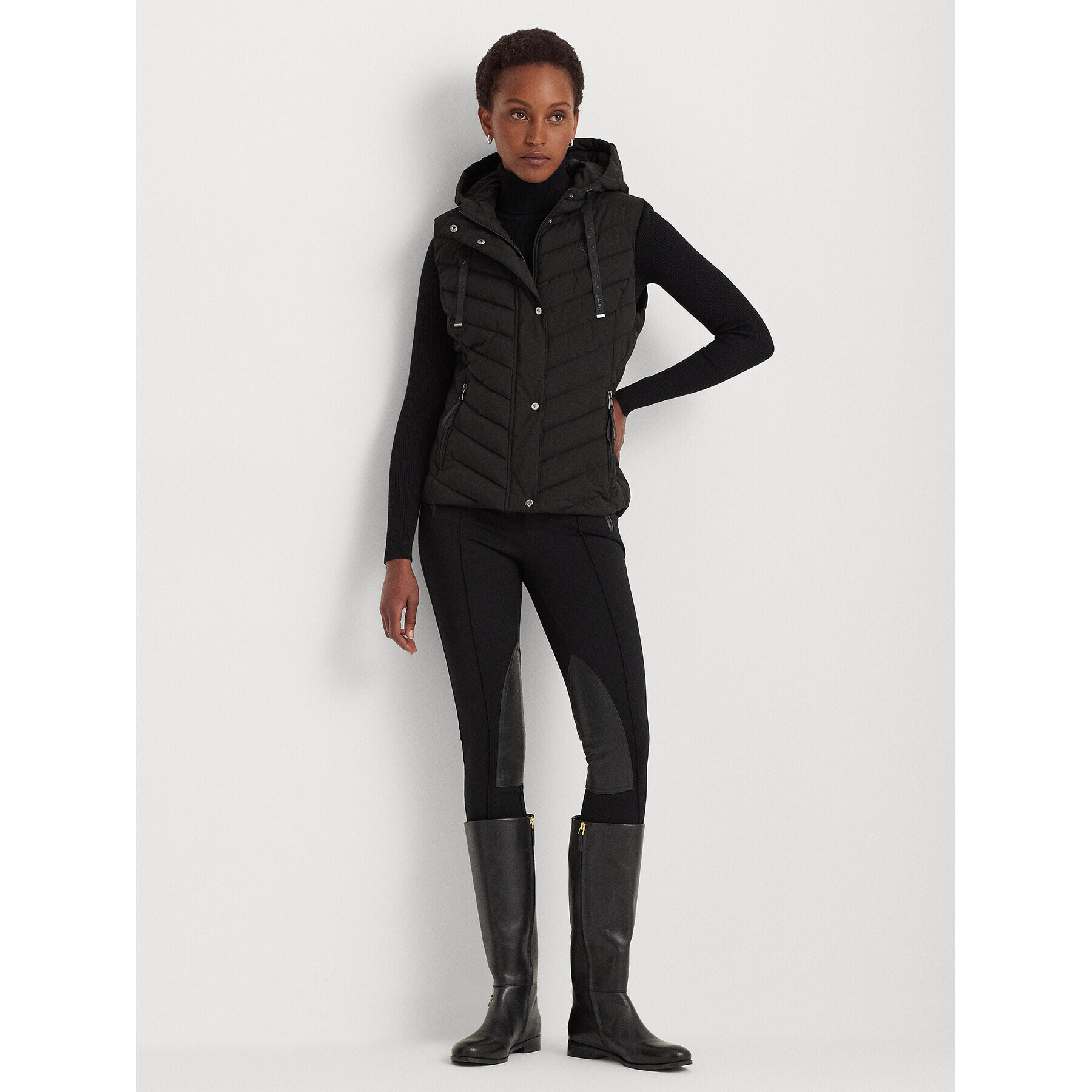 Lauren Ralph Lauren Елек 297918618001 Черен Regular Fit - Pepit.bg