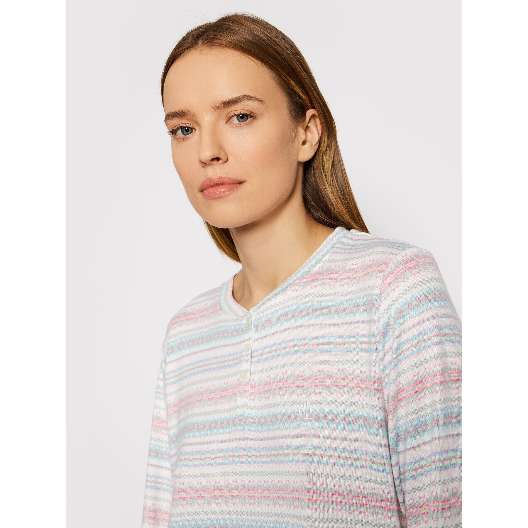 Lauren Ralph Lauren Нощница ILN32131 Бял Relaxed Fit - Pepit.bg