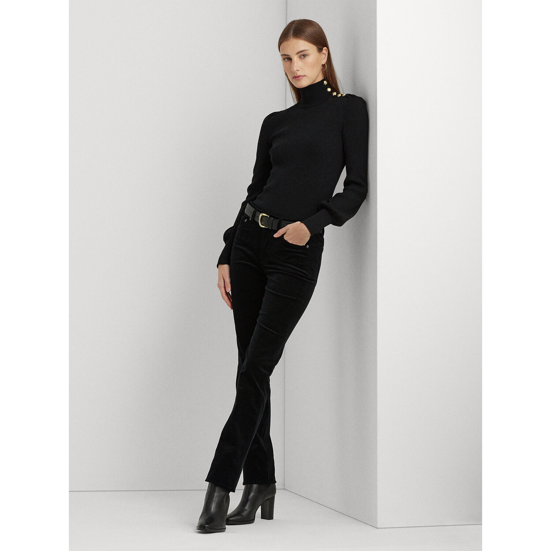 Lauren Ralph Lauren Поло 200882214001 Черен Slim Fit - Pepit.bg