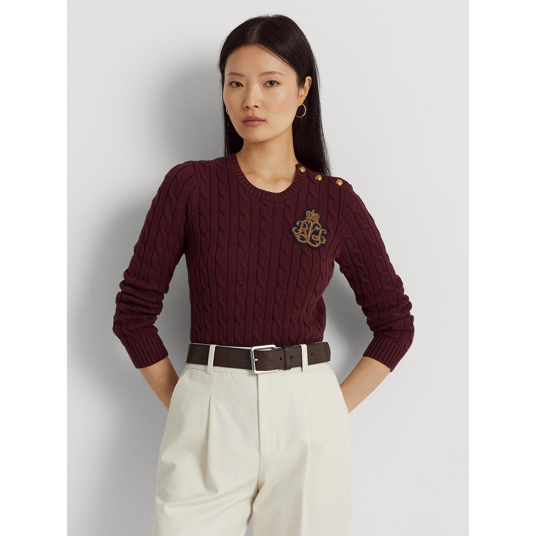 Lauren Ralph Lauren Пуловер 200909340003 Бордо Regular Fit - Pepit.bg