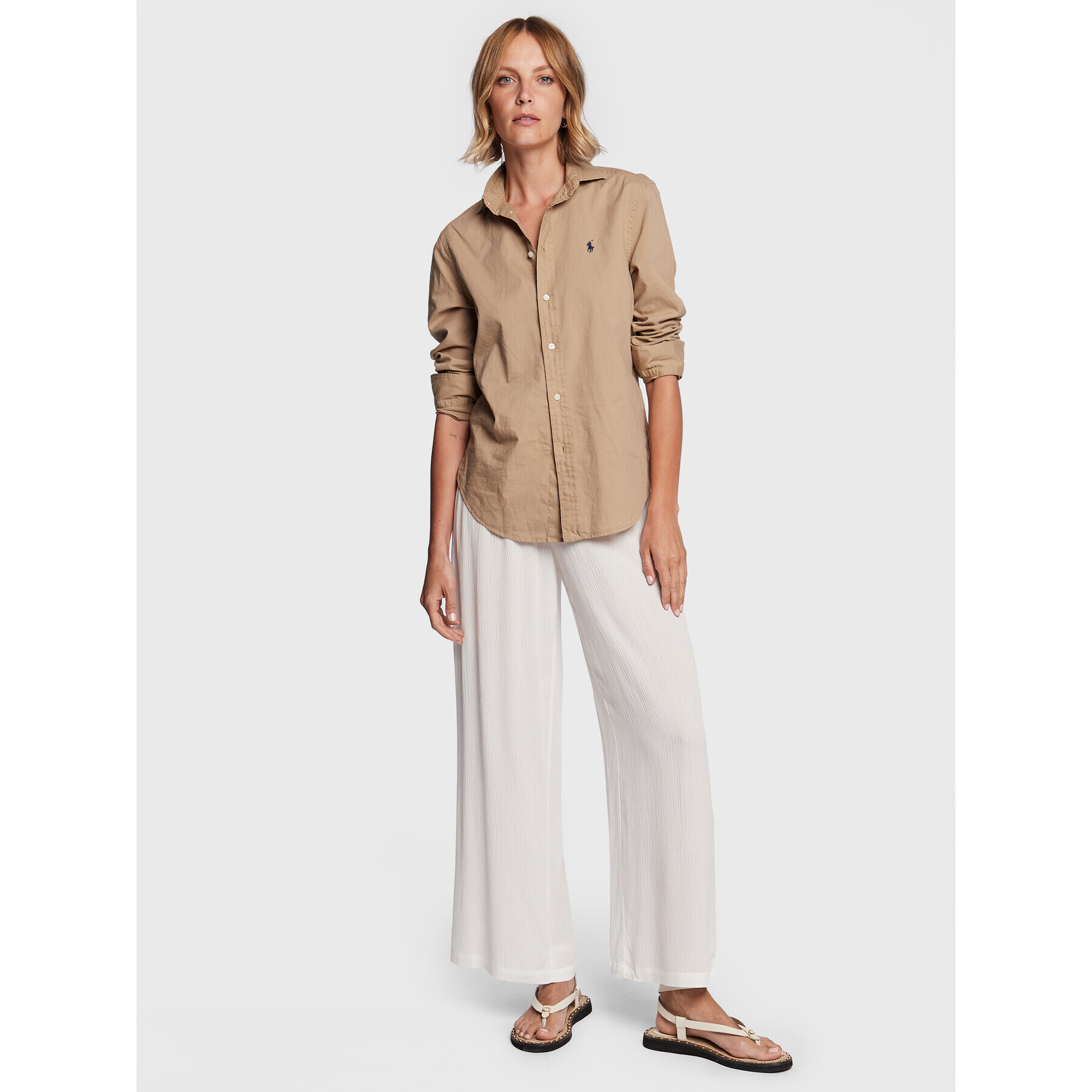 Lauren Ralph Lauren Текстилни панталони 20151090 Бял Regular Fit - Pepit.bg