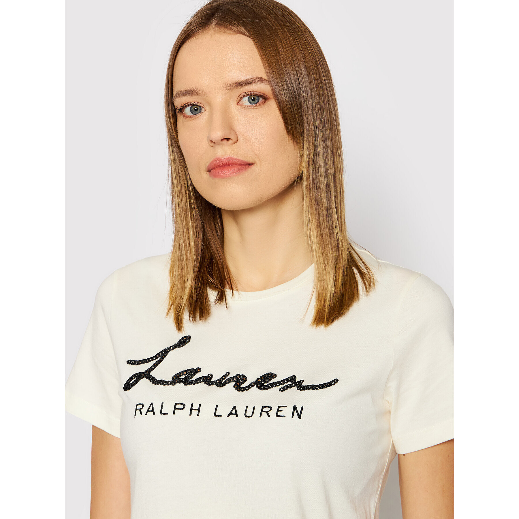 Lauren Ralph Lauren Тишърт 200852314002 Бежов Regular Fit - Pepit.bg