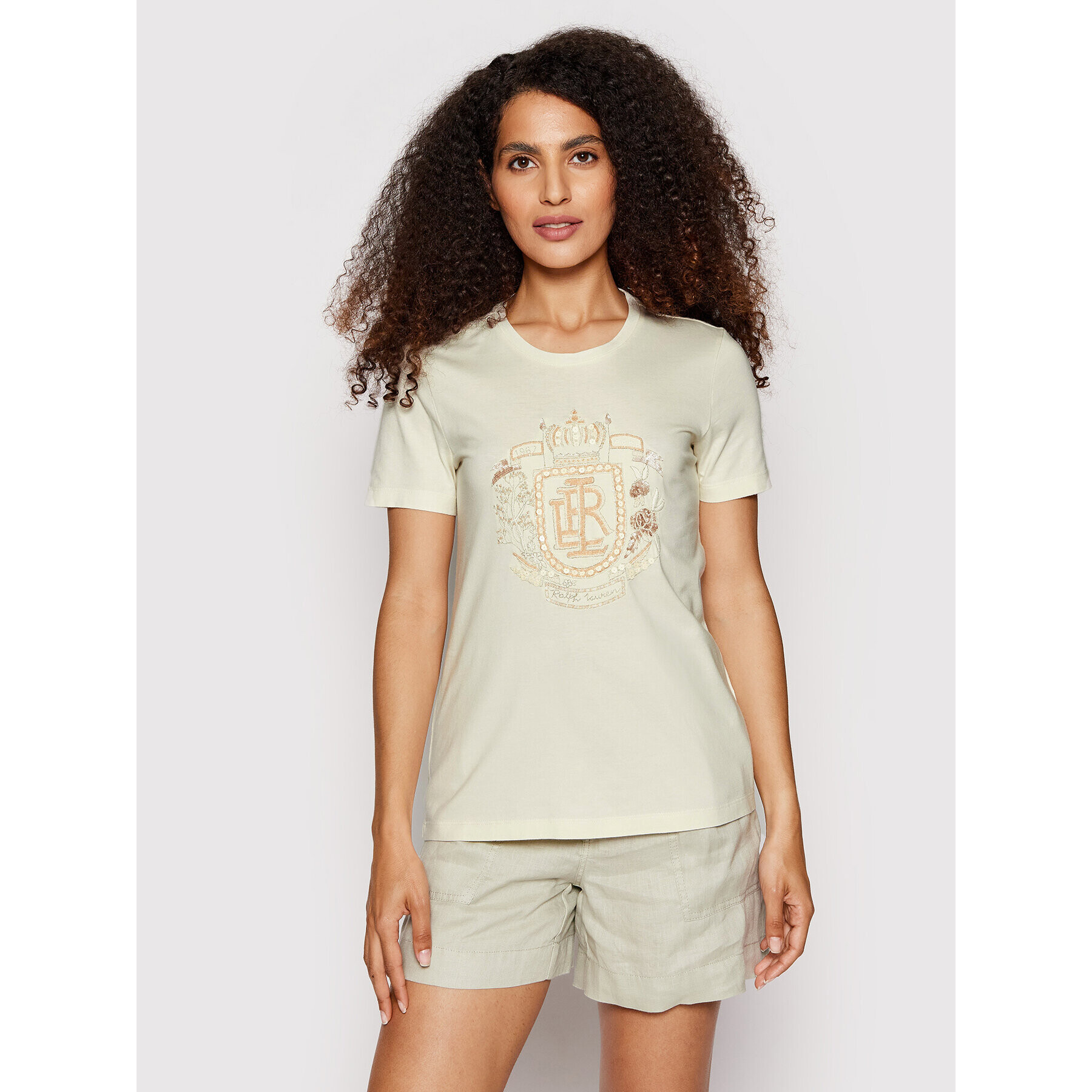 Lauren Ralph Lauren Тишърт 200861442001 Бежов Regular Fit - Pepit.bg