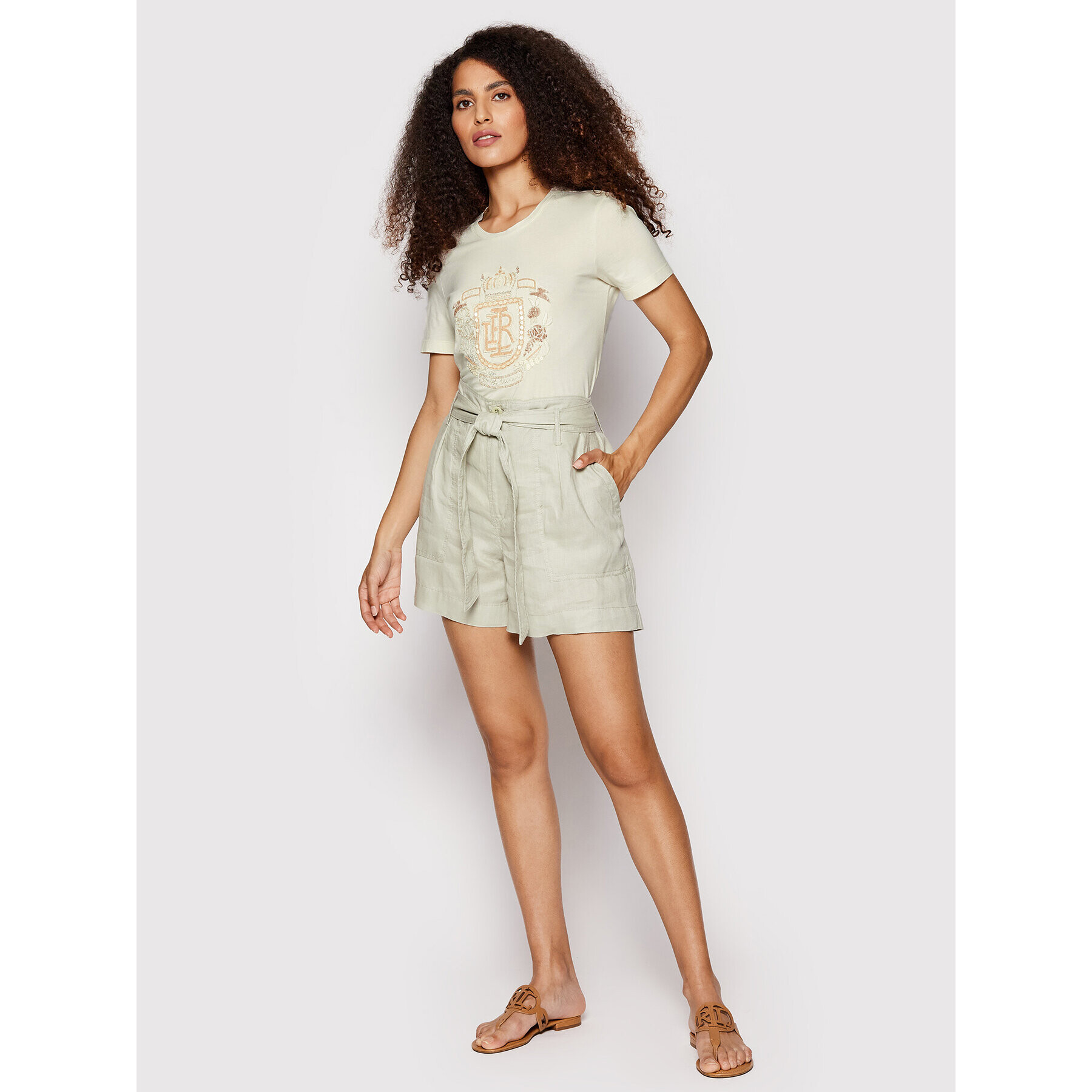 Lauren Ralph Lauren Тишърт 200861442001 Бежов Regular Fit - Pepit.bg