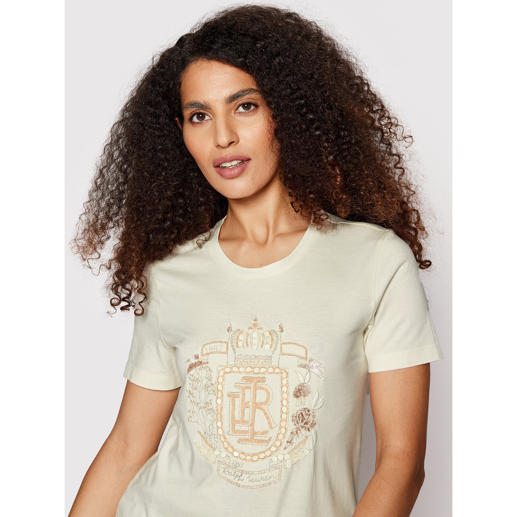 Lauren Ralph Lauren Тишърт 200861442001 Бежов Regular Fit - Pepit.bg