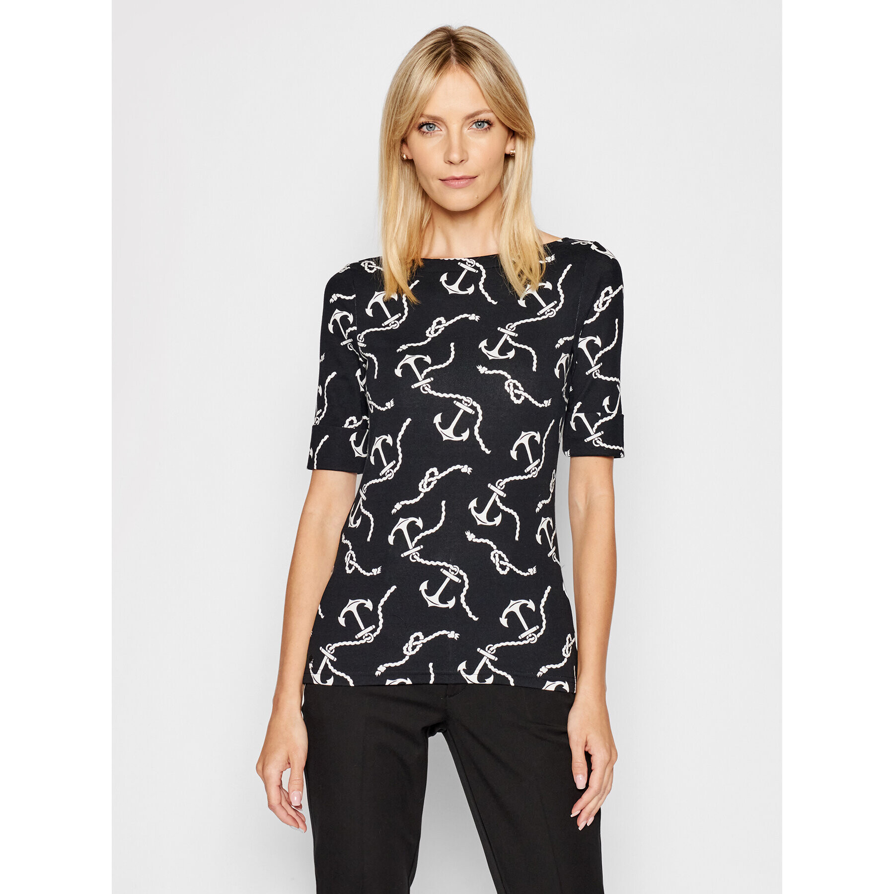 Lauren Ralph Lauren Тишърт Elb 200817464001 Черен Regular Fit - Pepit.bg