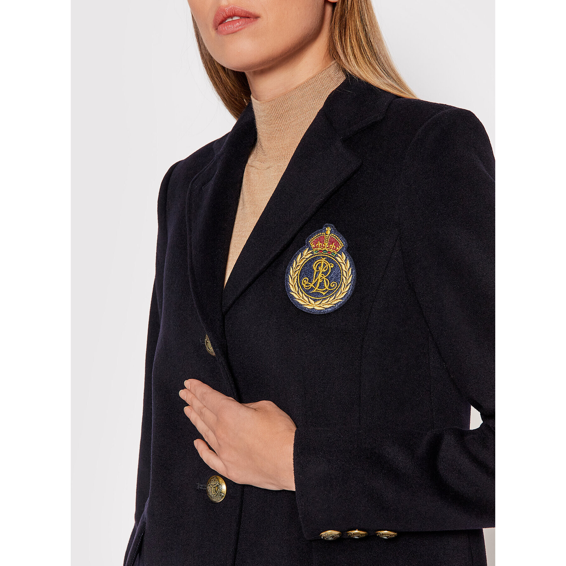 Lauren Ralph Lauren Вълнено палто Sb Crest Patrch Wl Ct 297853841001 Тъмносин Regular Fit - Pepit.bg