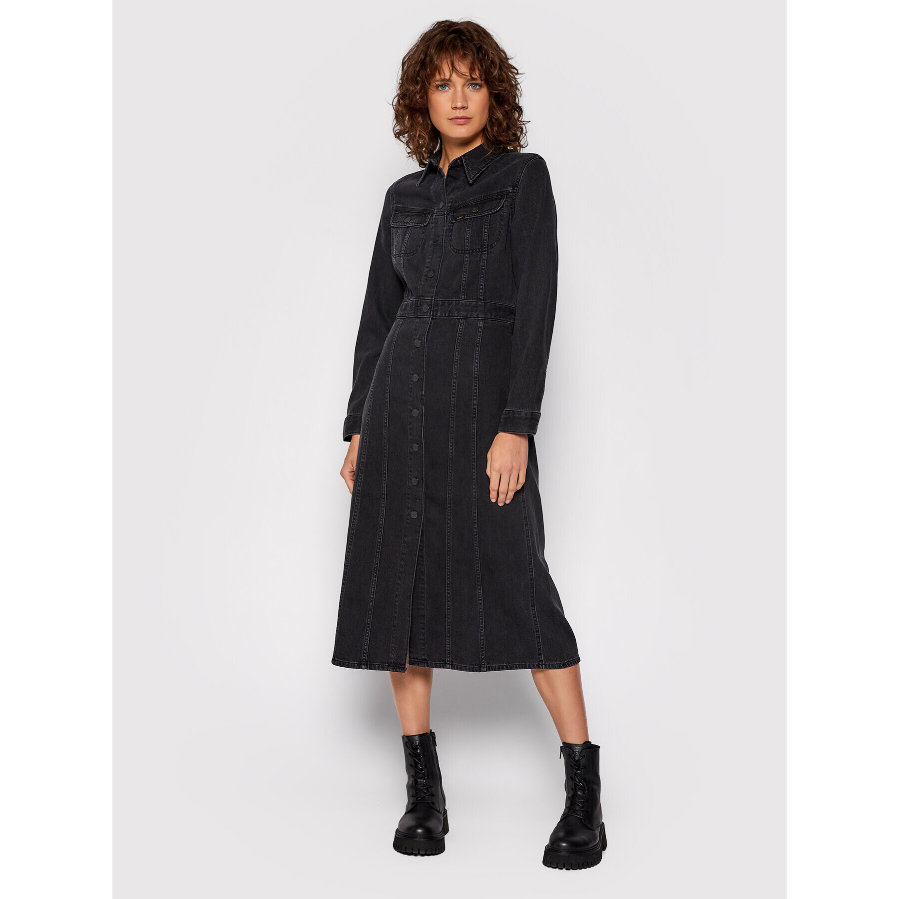 Lee Дънкова рокля L50LNECY Черен Slim Fit - Pepit.bg