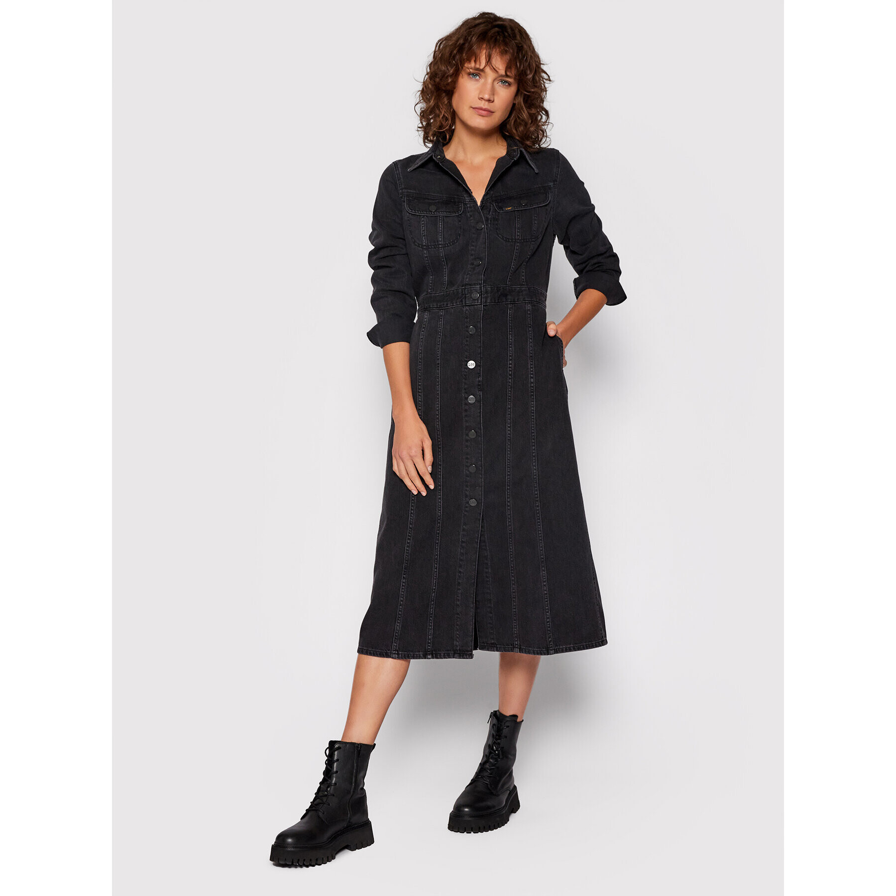 Lee Дънкова рокля L50LNECY Черен Slim Fit - Pepit.bg