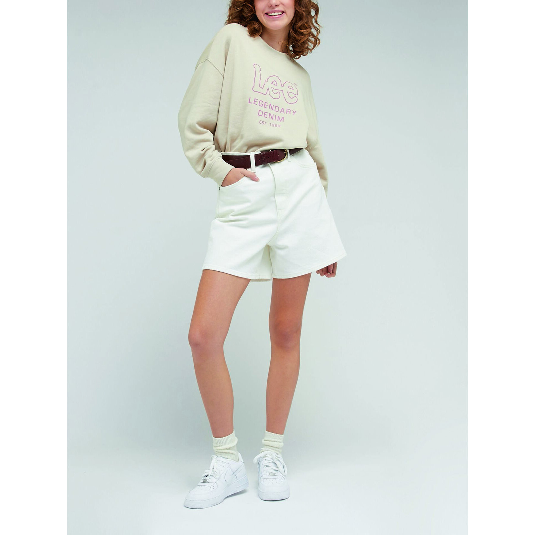 Lee Дънкови шорти Stella L37EGVA60 Екрю Regular Fit - Pepit.bg