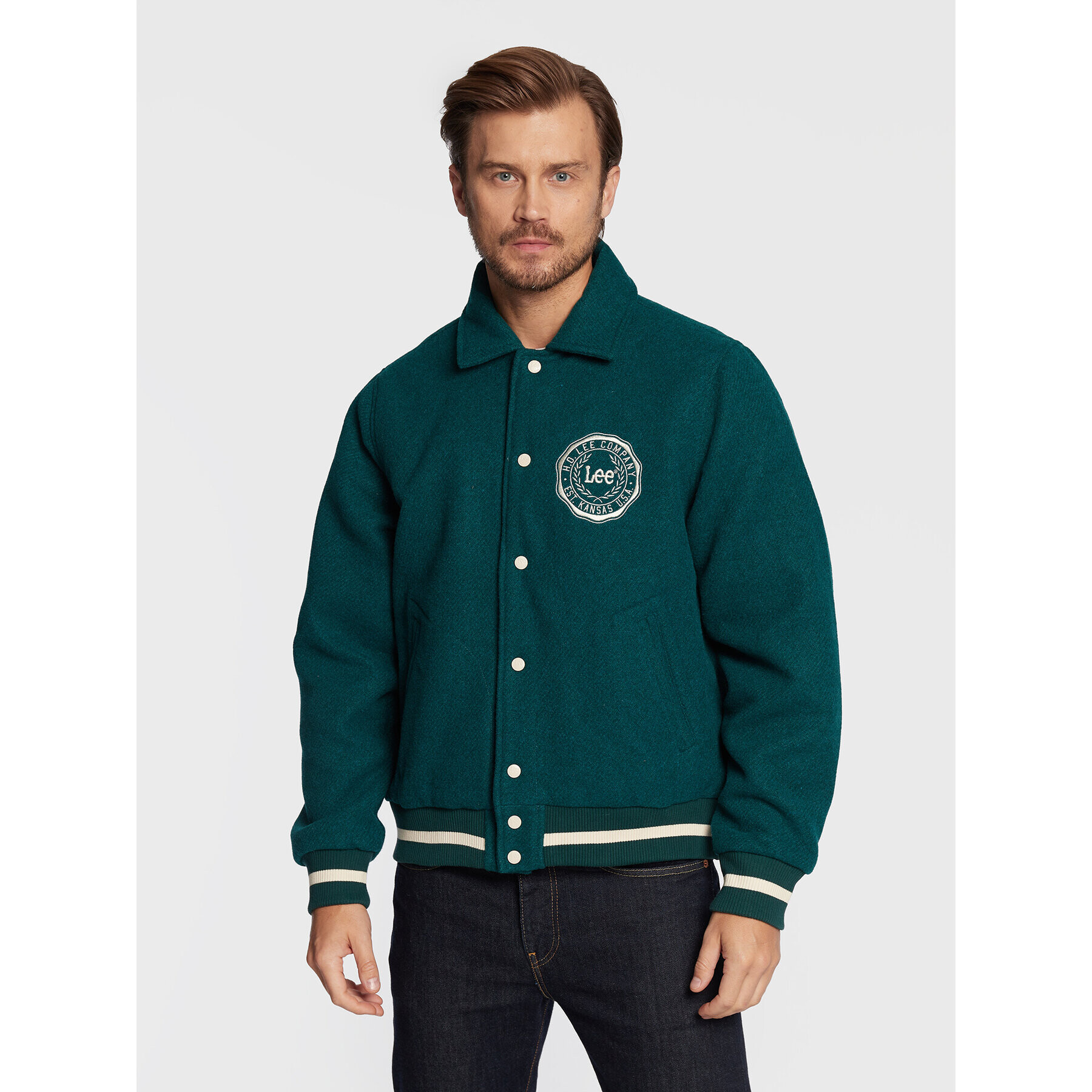 Lee Преходно яке Varsity L87TDB96 Зелен Regular Fit - Pepit.bg