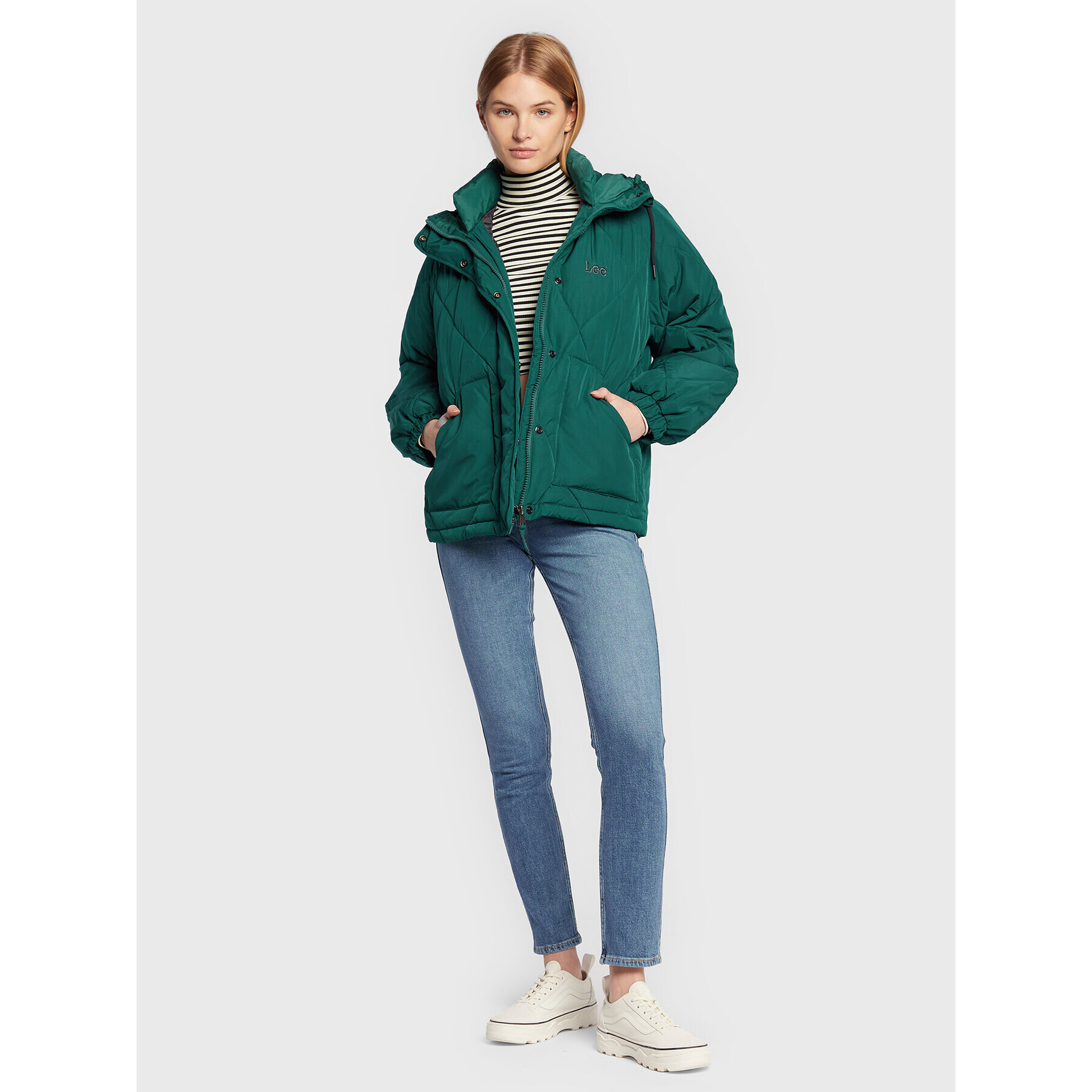 Lee Пухено яке L55LEV96 112320695 Зелен Relaxed Fit - Pepit.bg