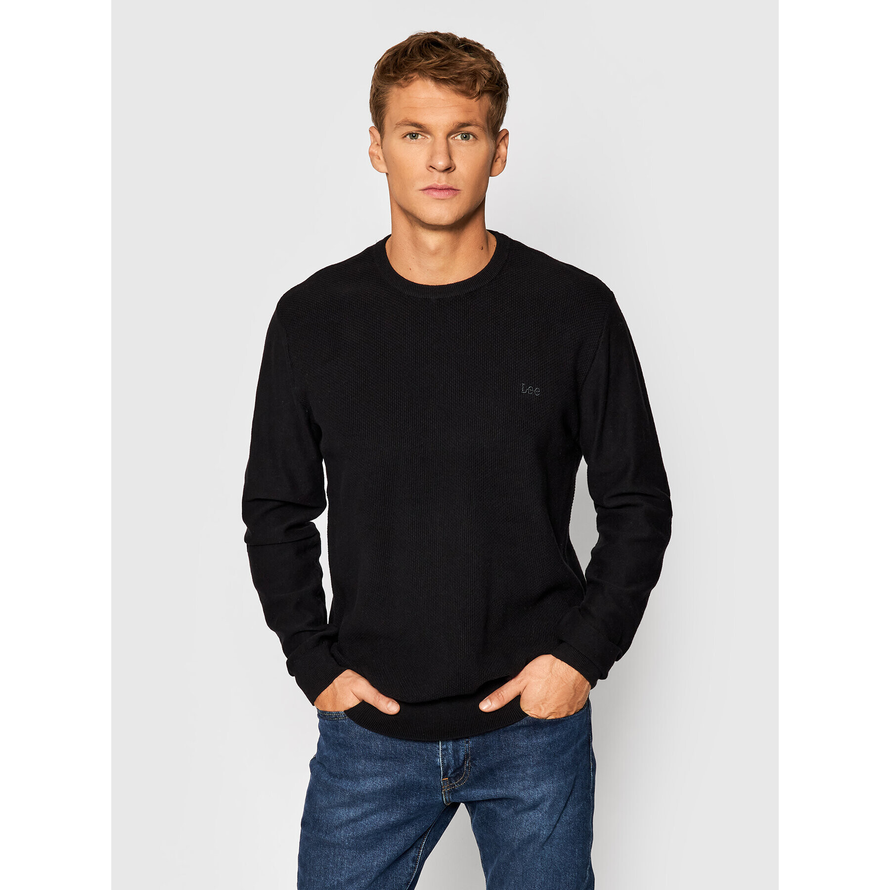 Lee Пуловер Basic Crew Knit L83IKH01 Черен Regular Fit - Pepit.bg