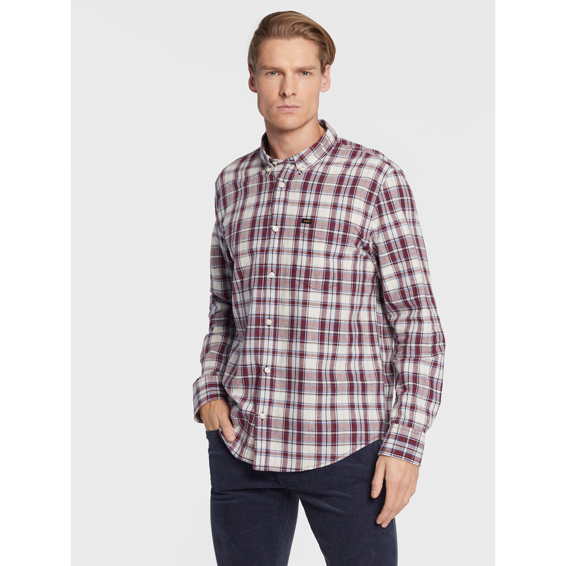 Lee Риза Button Down L880DG74 112322559 Бордо Regular Fit - Pepit.bg