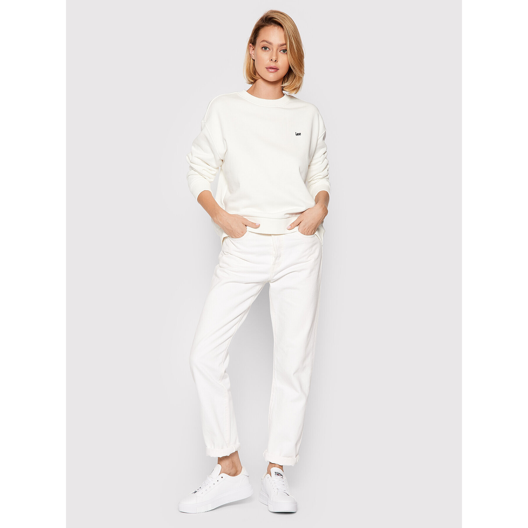 Lee Суитшърт Crew Sws L53LRYRR Бял Relaxed Fit - Pepit.bg