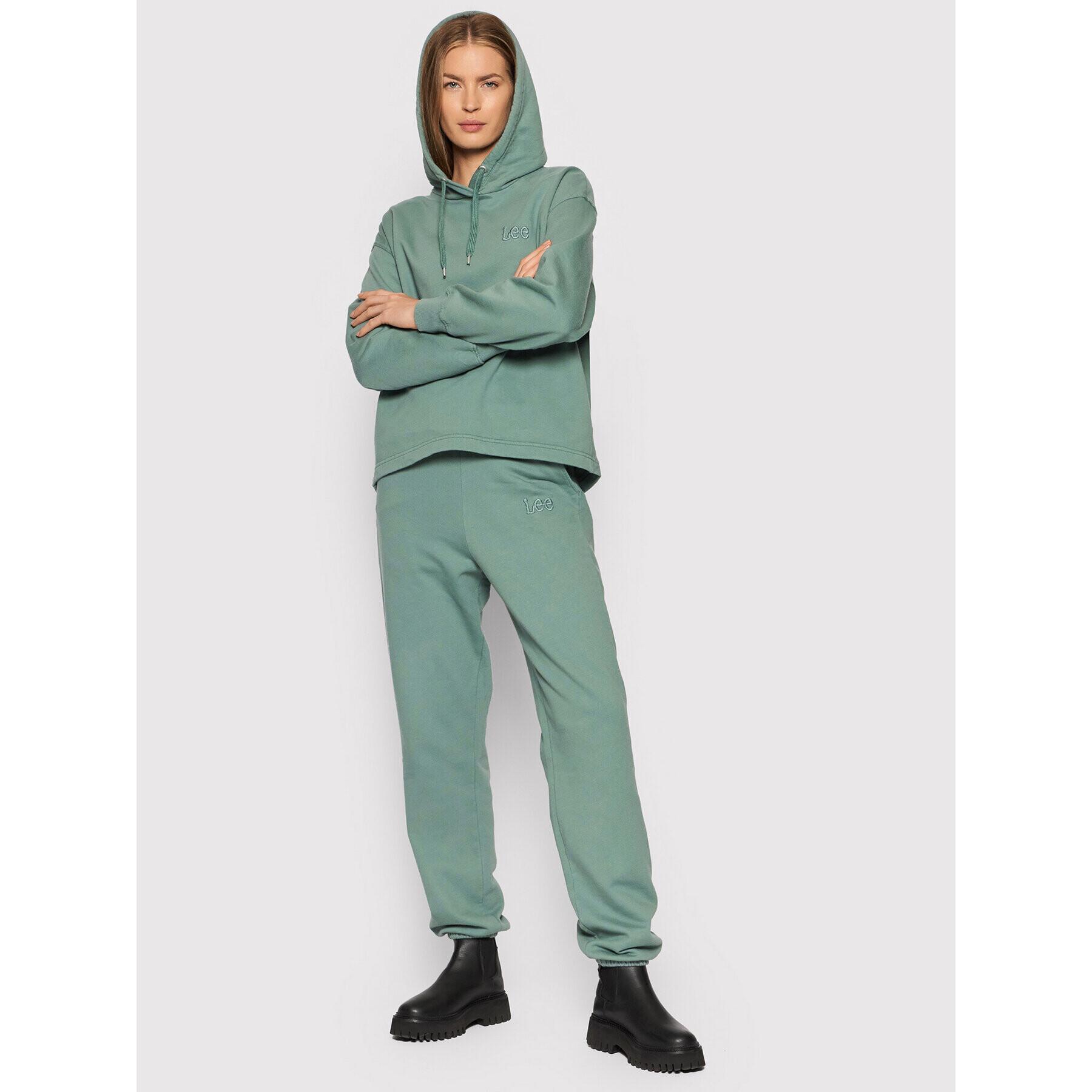 Lee Суитшърт L53BTXTY Зелен Relaxed Fit - Pepit.bg