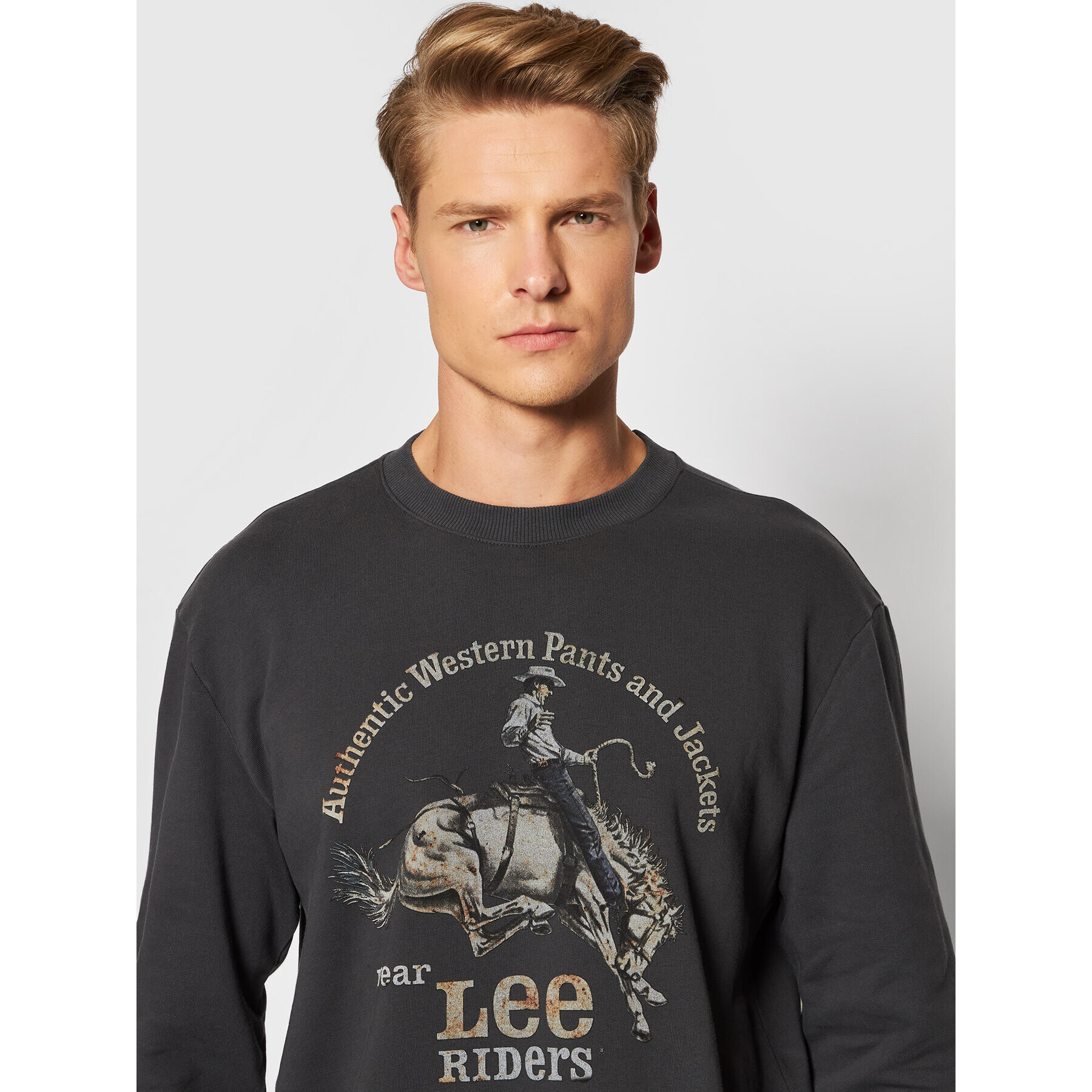 Lee Суитшърт Rider Graphic L80STJON Сив Regular Fit - Pepit.bg