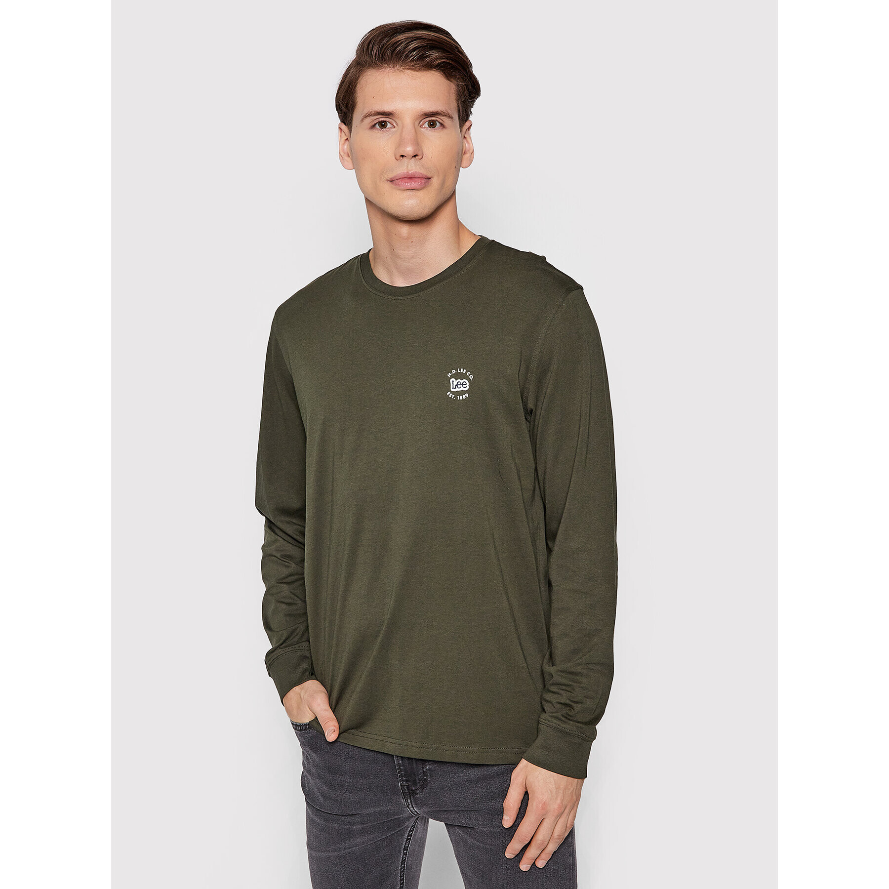 Lee Тениска с дълъг ръкав Patch Logo Tee L60RFQOJ Зелен Regular Fit - Pepit.bg