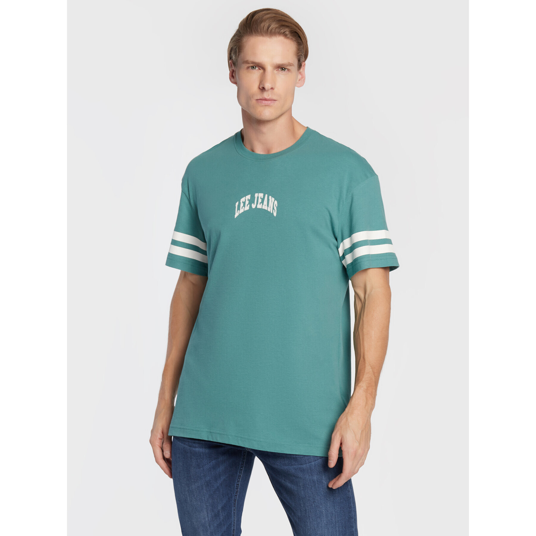 Lee Тишърт College L69BFQDO Зелен Relaxed Fit - Pepit.bg