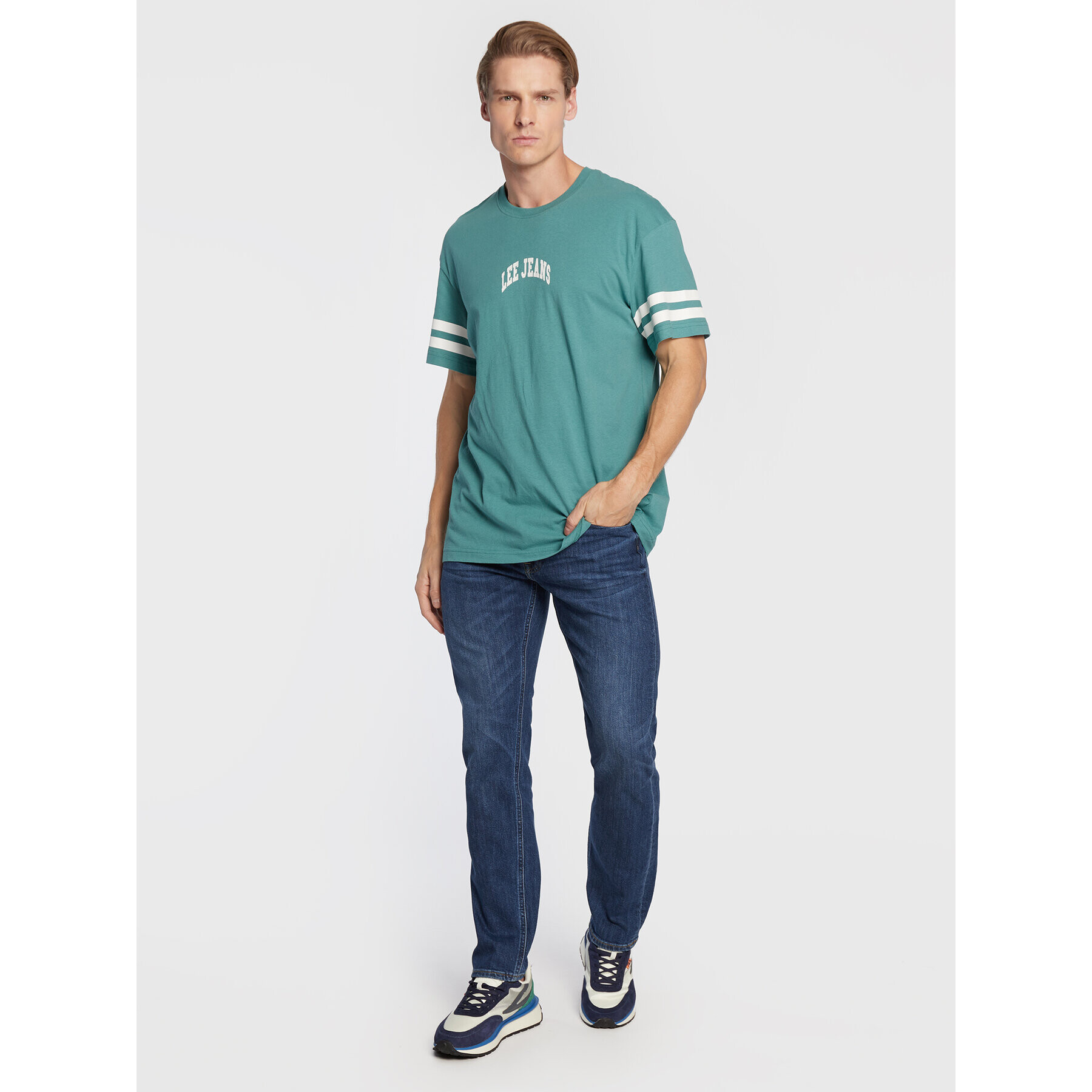 Lee Тишърт College L69BFQDO Зелен Relaxed Fit - Pepit.bg