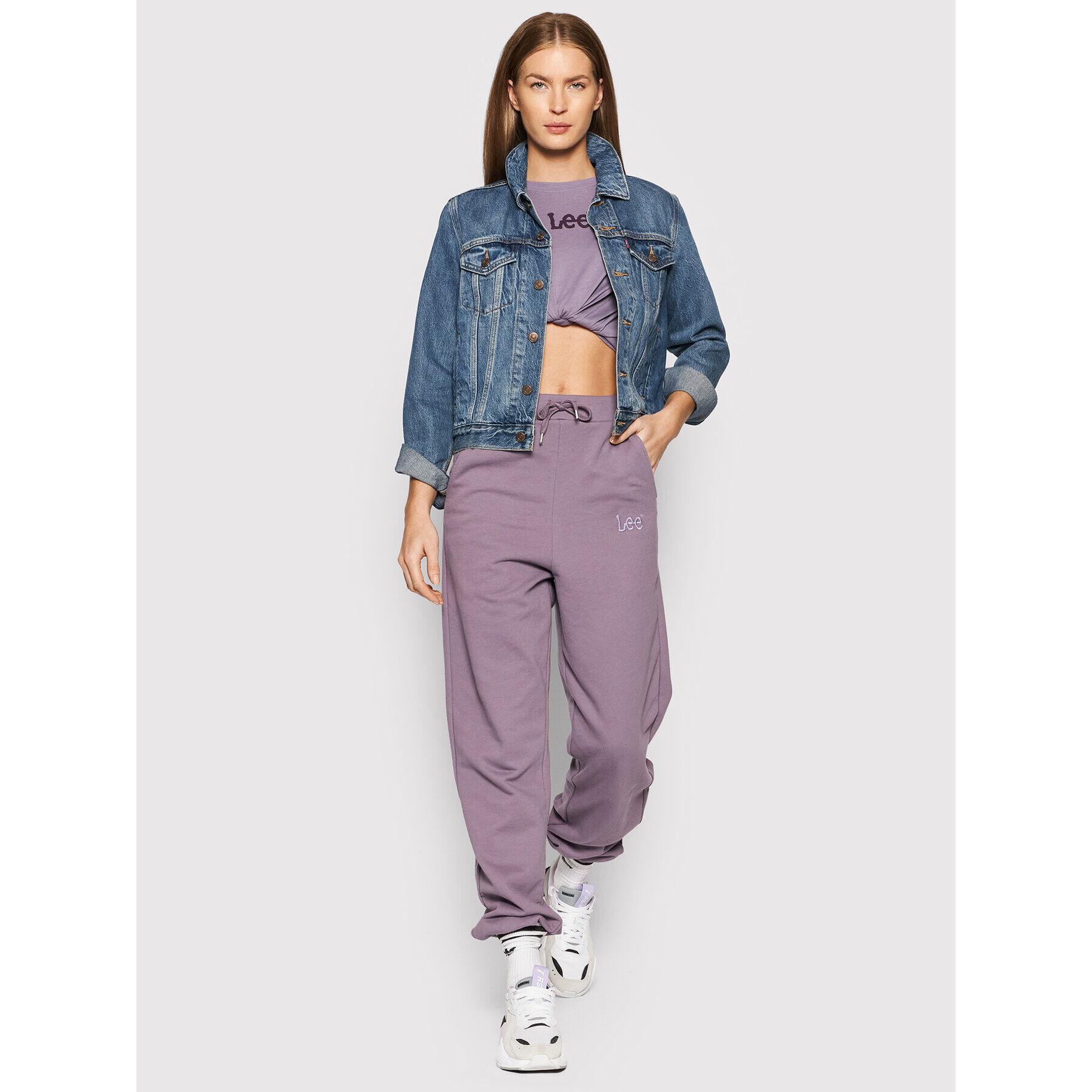 Lee Тишърт Crew L43PBYTZ Виолетов Relaxed Fit - Pepit.bg