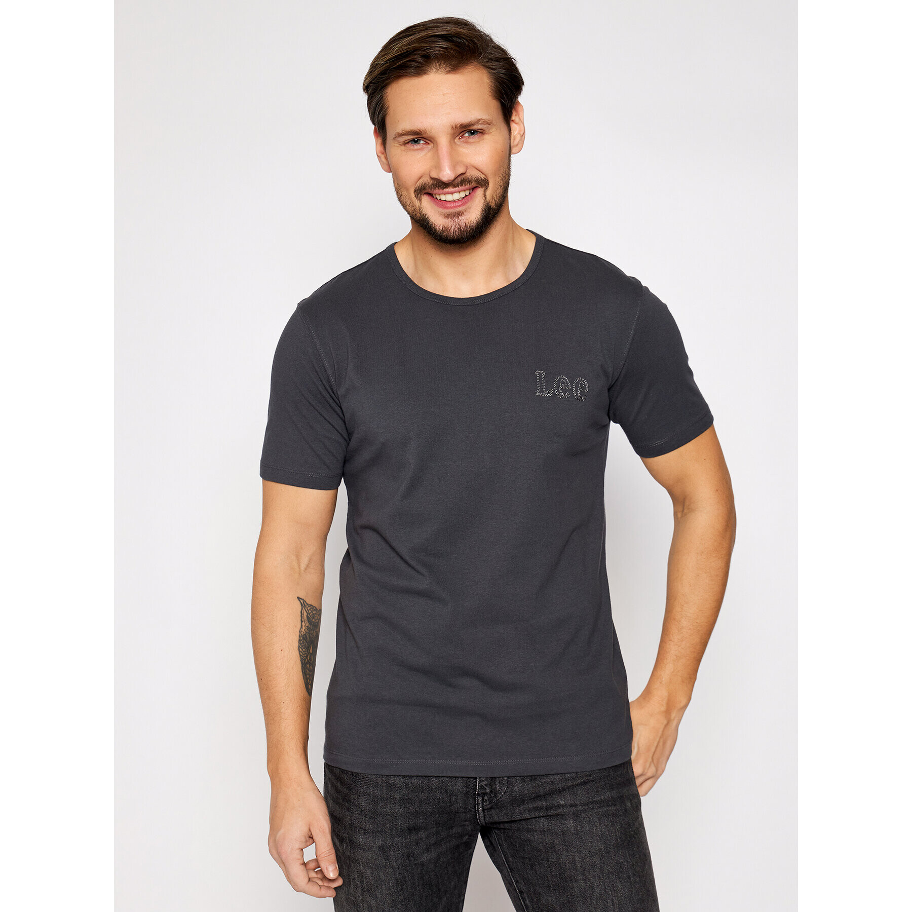 Lee Тишърт Embro Logo L61ZFEON Сив Regular Fit - Pepit.bg