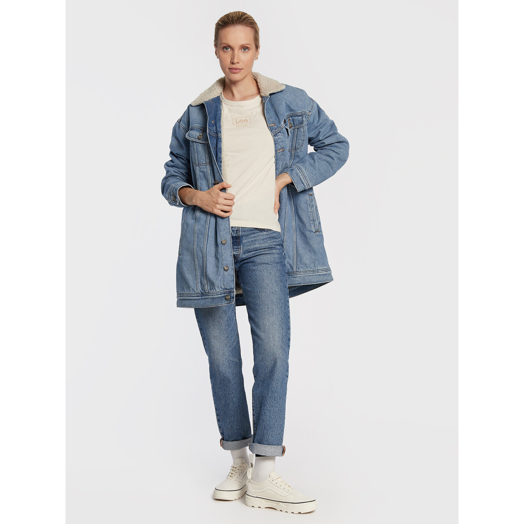 Lee Тишърт L44WYGNQ Бежов Slim Fit - Pepit.bg
