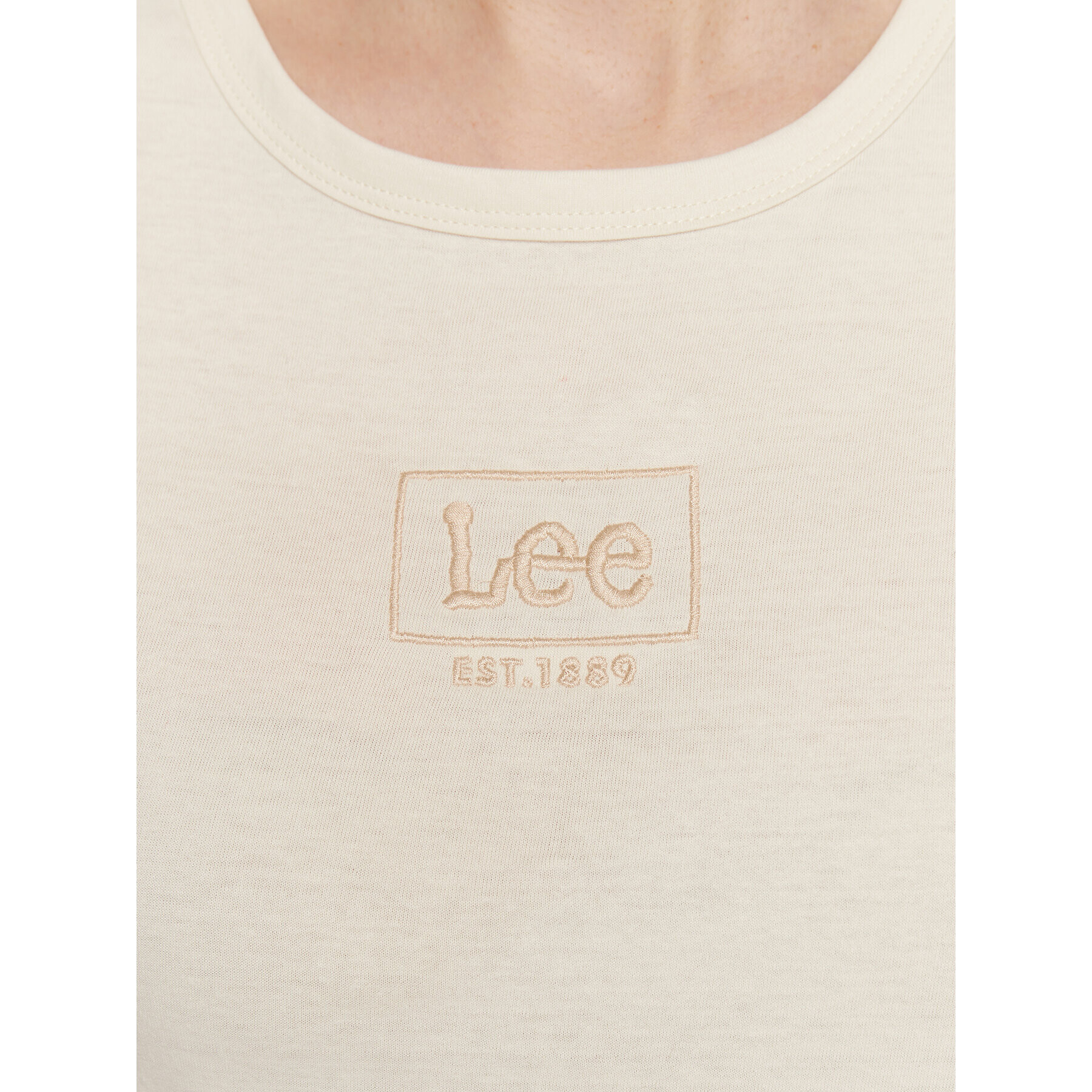 Lee Тишърт L44WYGNQ Бежов Slim Fit - Pepit.bg